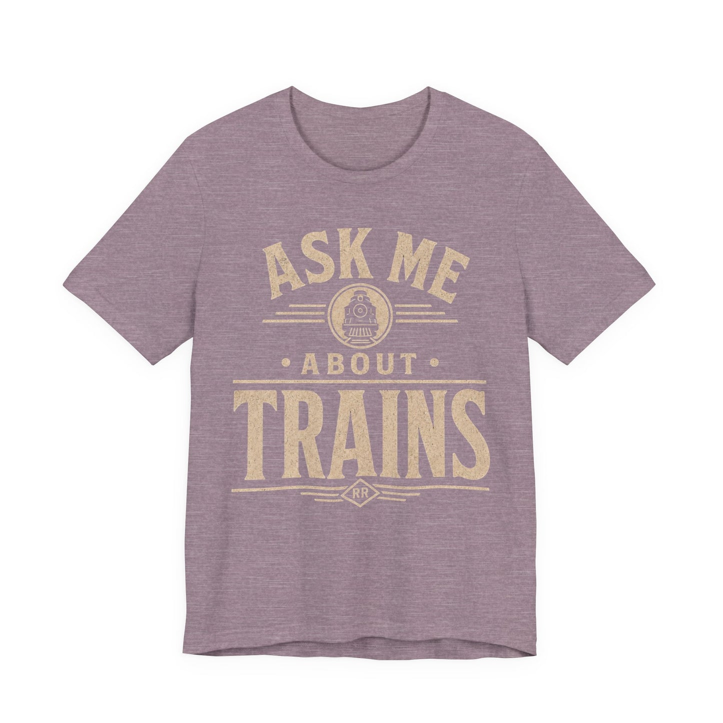 Ask Me About Trains Shirt — Vintage Railroad Tee for Train Enthusiasts image