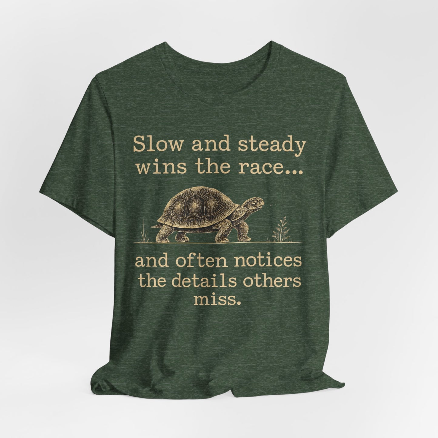 Slow and Steady Wins the Race T-Shirt — Detail-Oriented Turtle Graphic Tee image 23