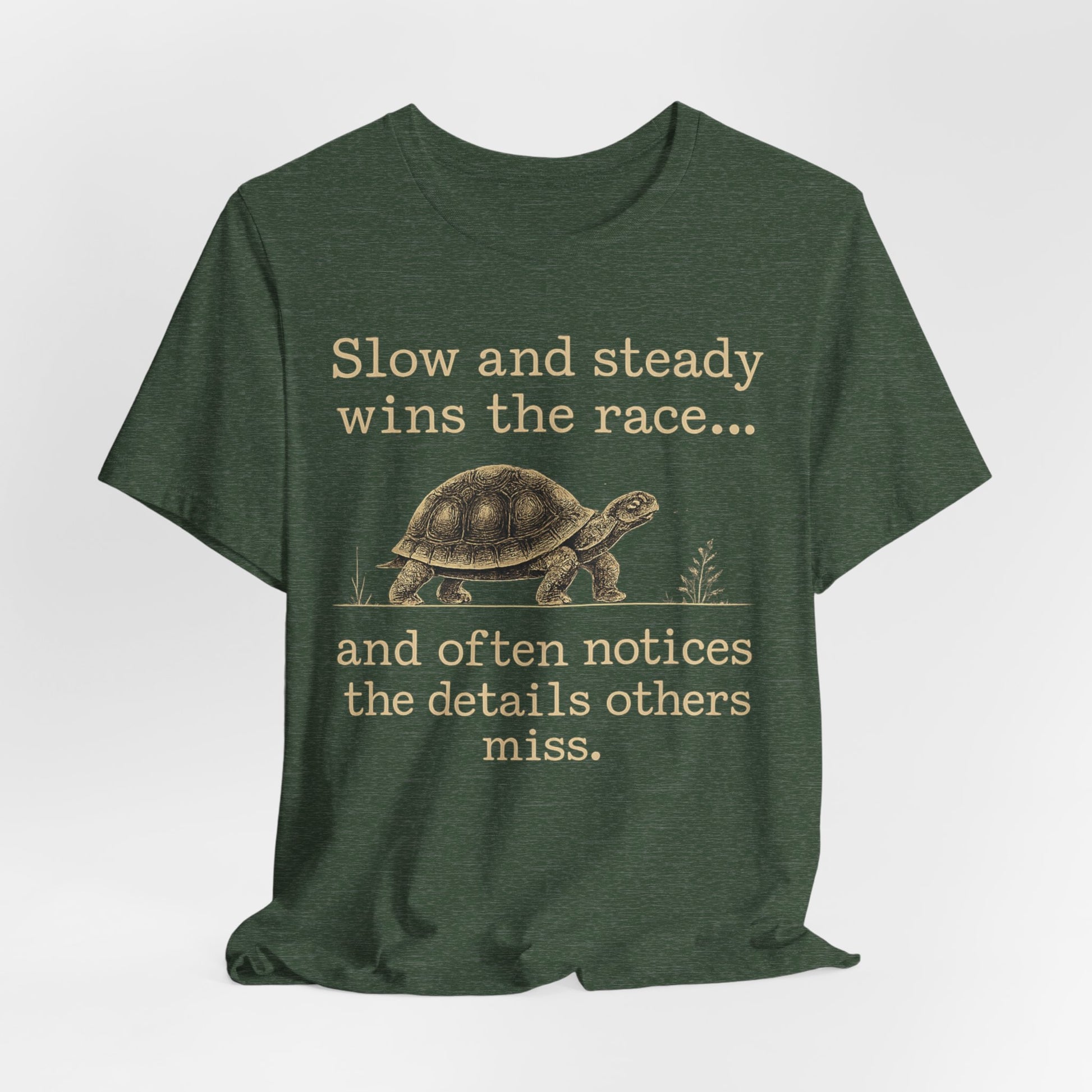 Slow and Steady Wins the Race T-Shirt — Detail-Oriented Turtle Graphic Tee image 23
