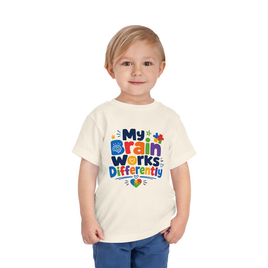 Toddler Tee — "My Brain Works Differently" Autism Awareness Kids Shirt image 1