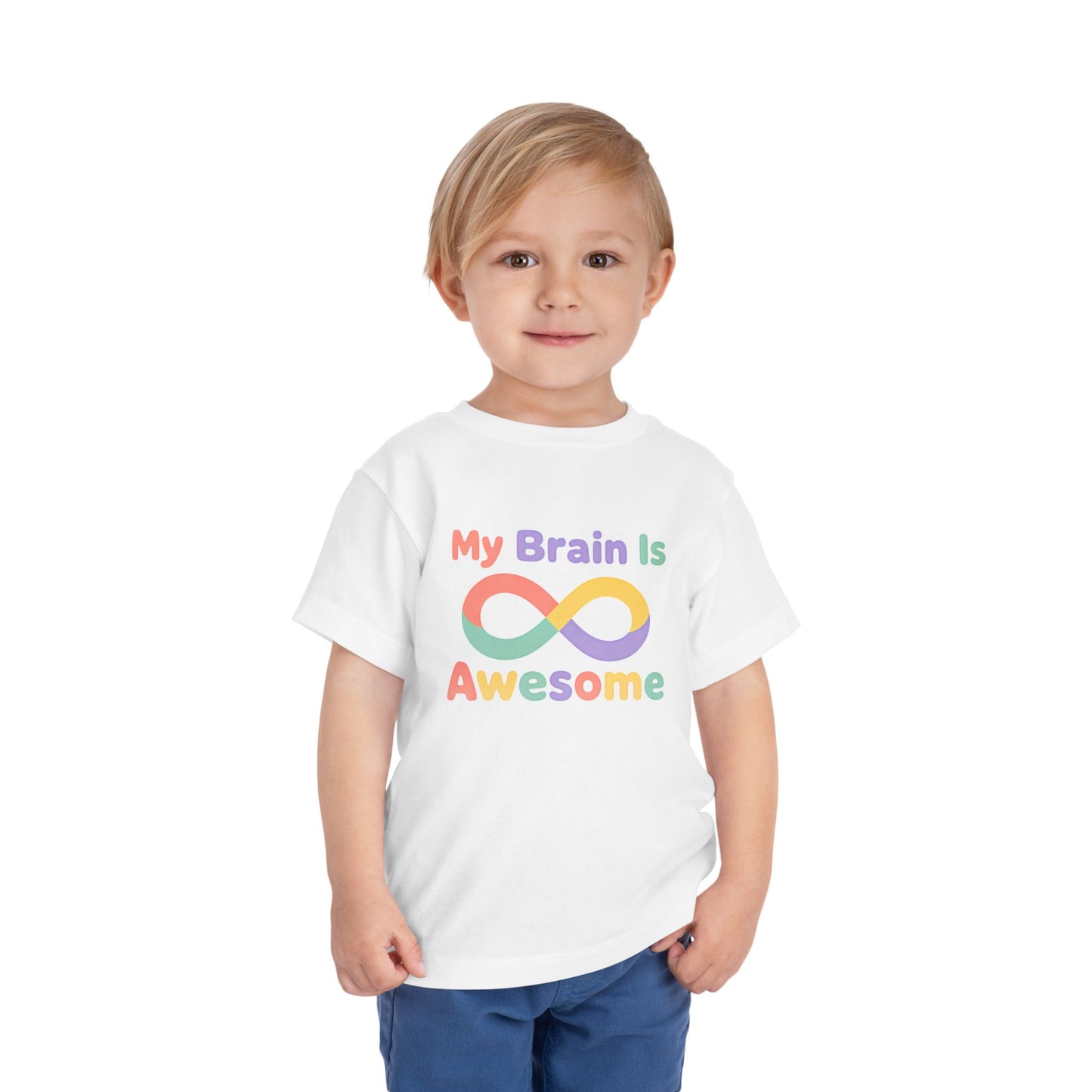 My Brain Is Awesome Toddler Tee — Rainbow Autism Infinity Shirt image 3