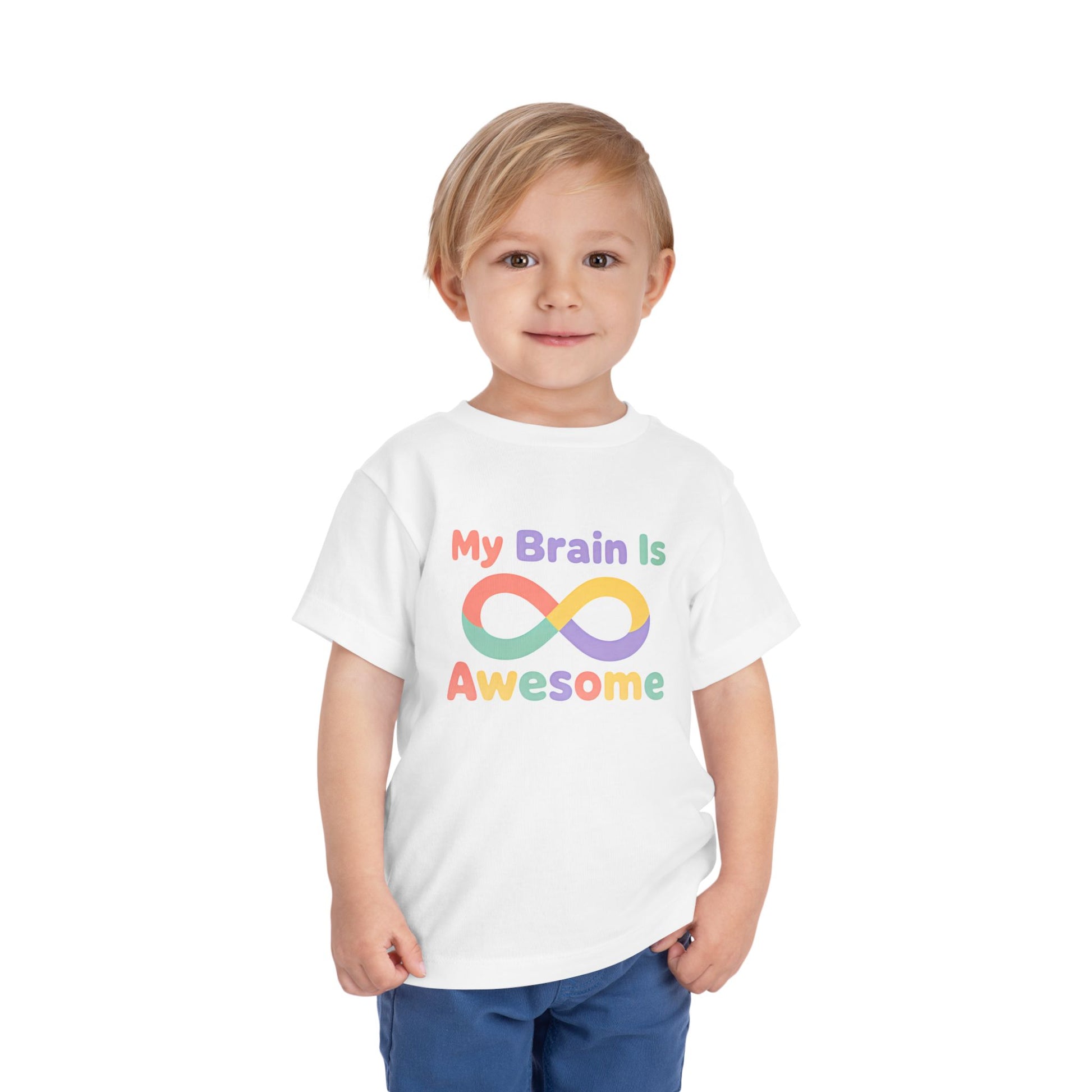 My Brain Is Awesome Toddler Tee — Rainbow Autism Infinity Shirt image 3