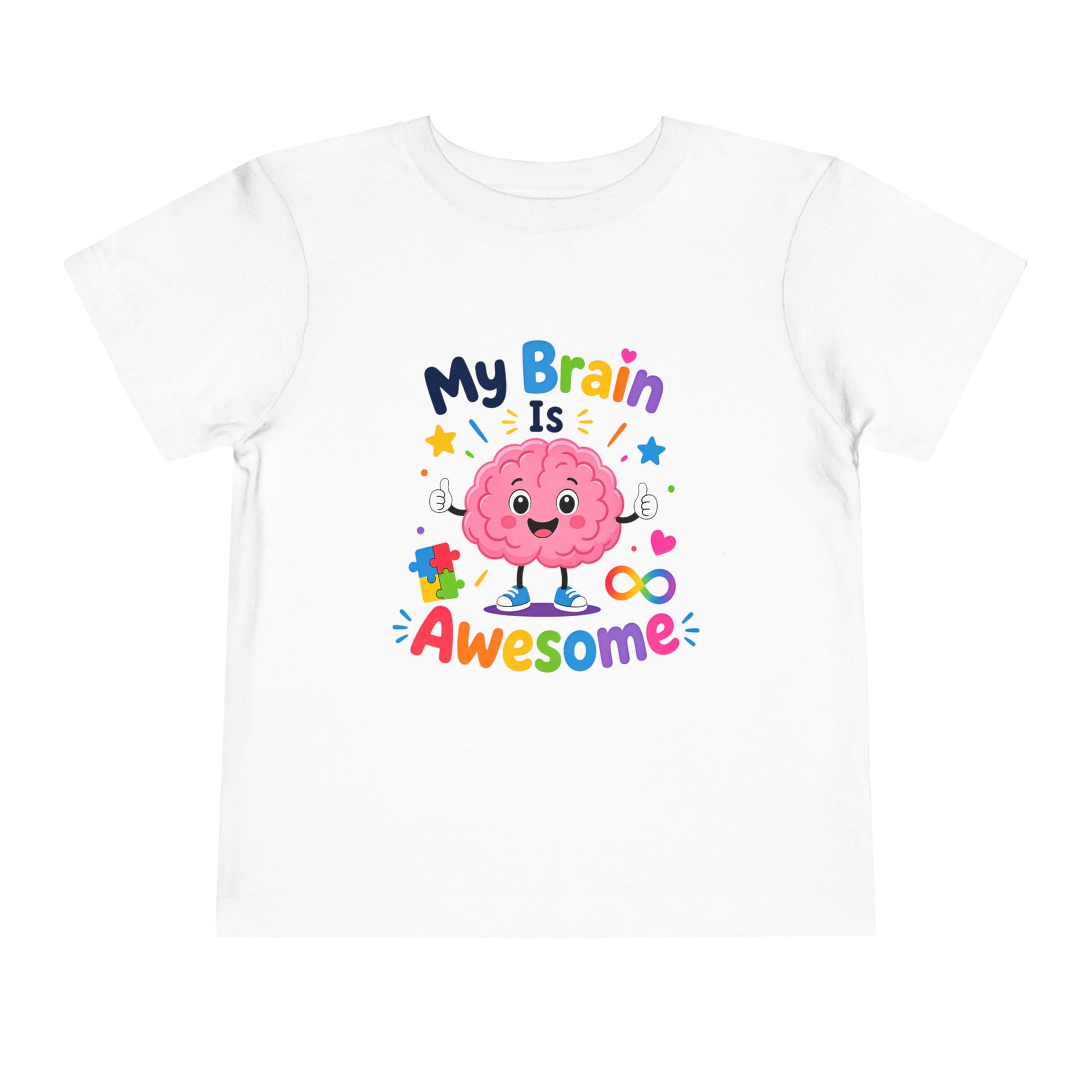 Toddler Tee — "My Brain Is Awesome" Cute Brain Graphic Kids T‑Shirt - White, 2T image