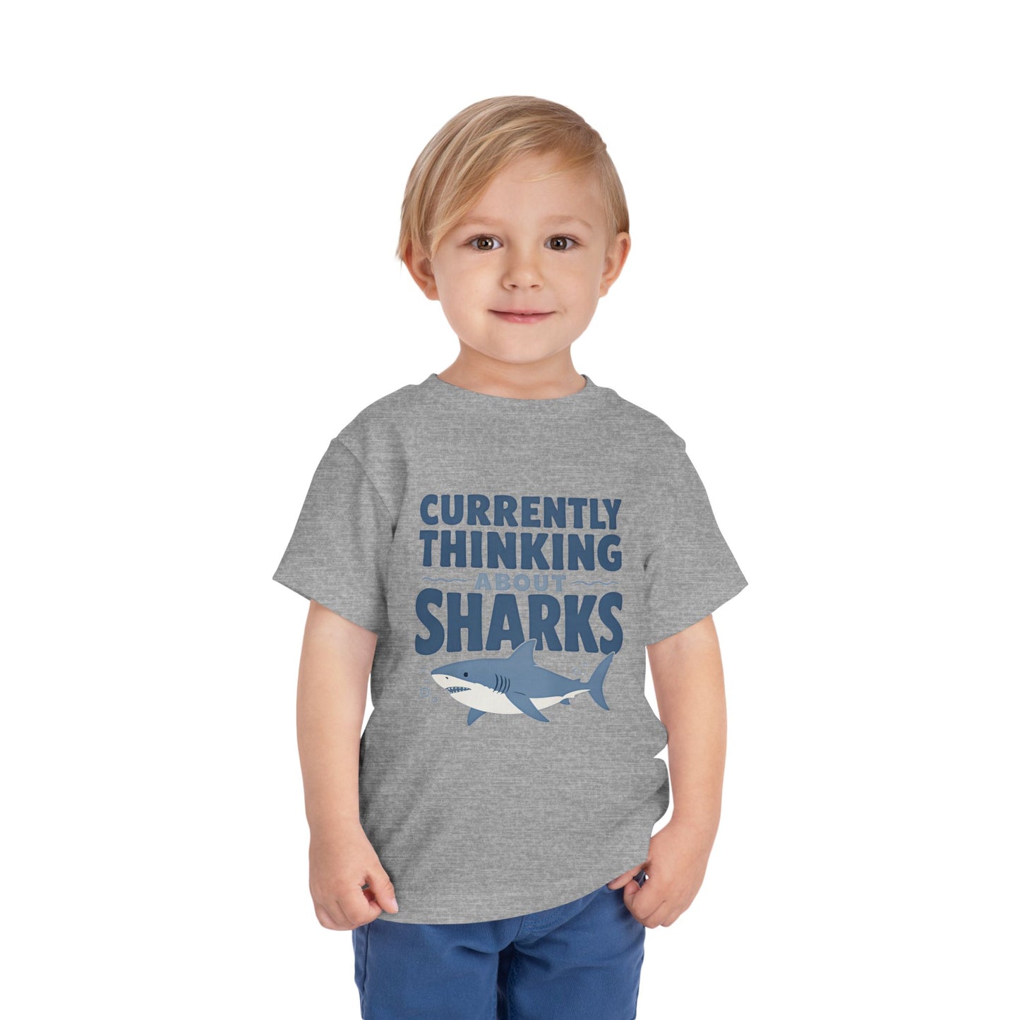 Toddler Tee - "Currently Thinking About Sharks" Cute Shark Graphic Shirt for Kids image 18