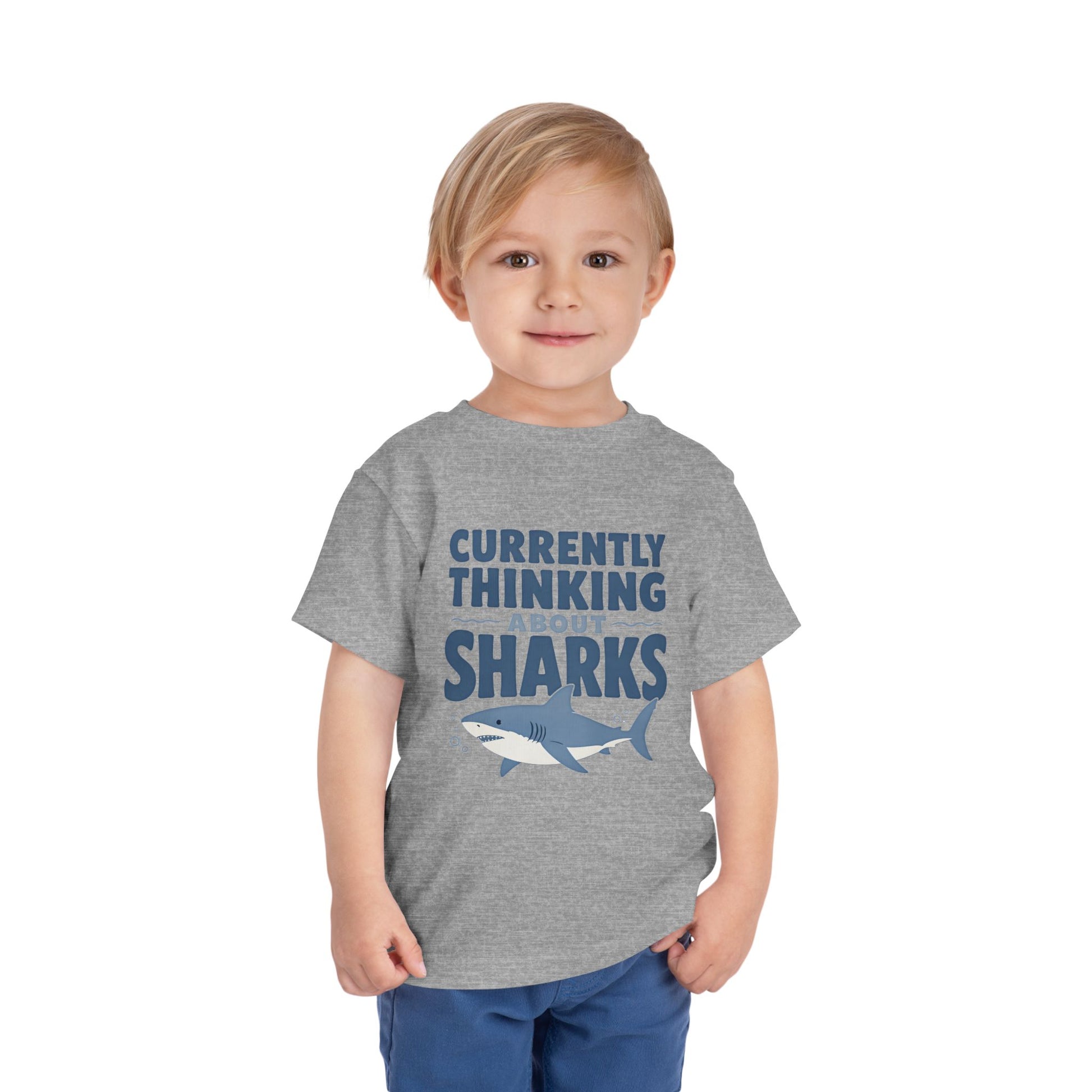Toddler Tee - "Currently Thinking About Sharks" Cute Shark Graphic Shirt for Kids image 18