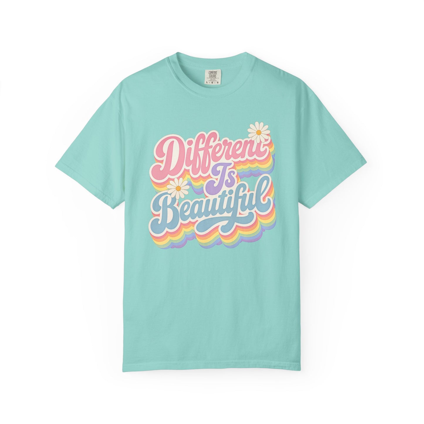 Different Is Beautiful T-Shirt — Retro Rainbow Pride Tee image