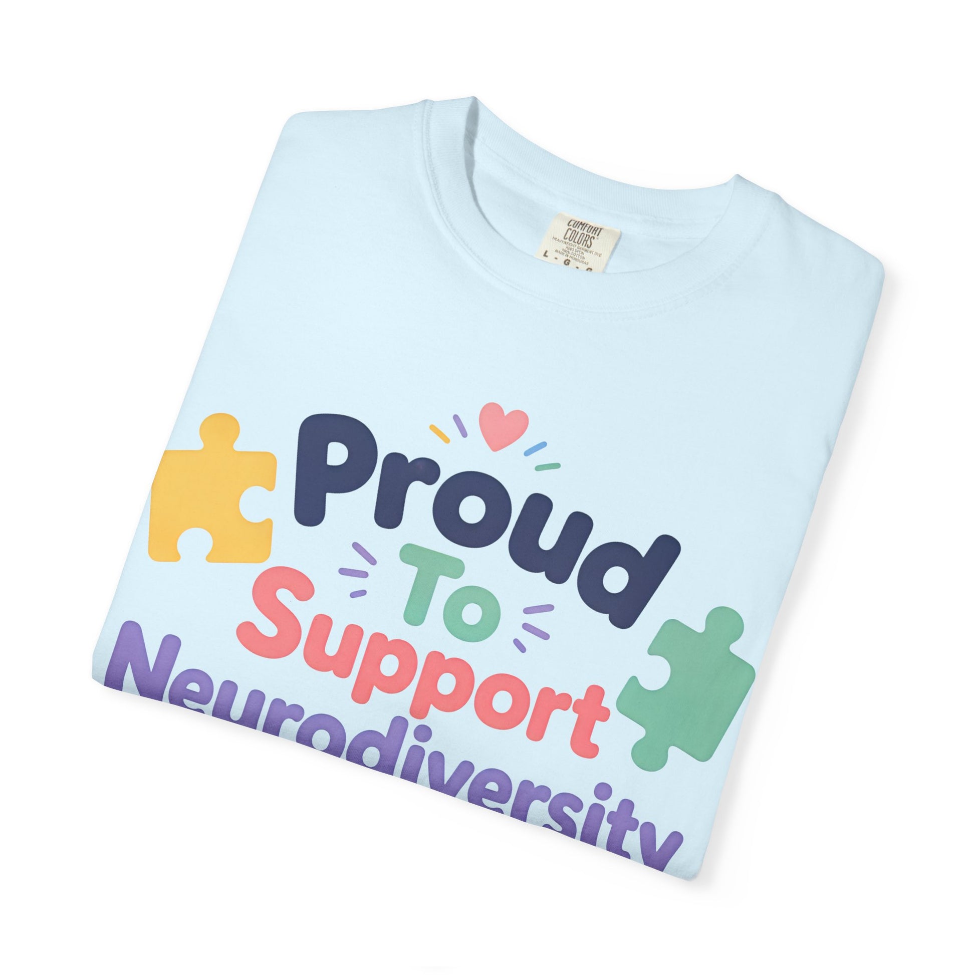 Proud to Support Neurodiversity T-Shirt — Colorful Puzzle Piece Awareness Tee image 7