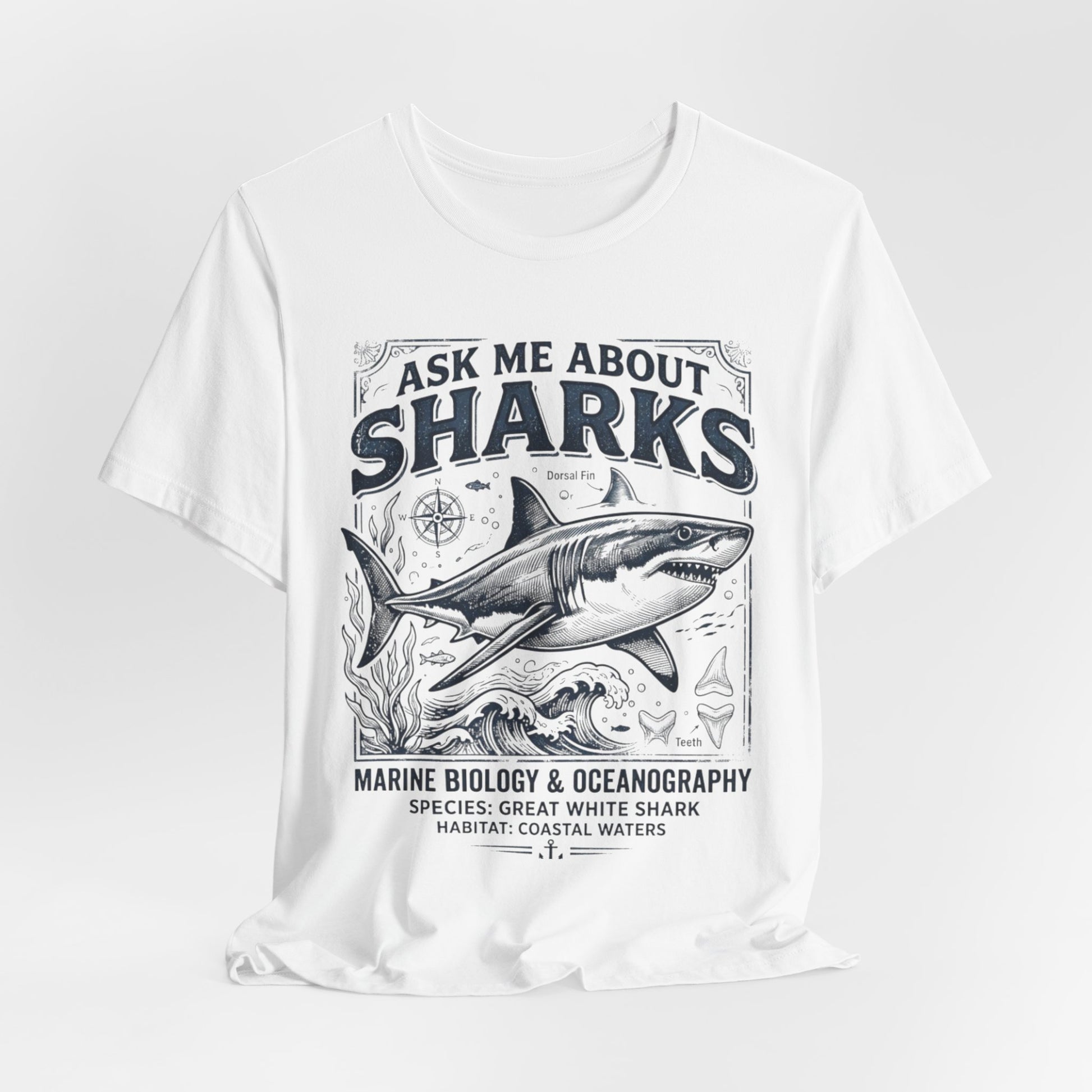 Ask Me About Sharks Tee Shirt — Great White Shark Marine Biology Tee image 3