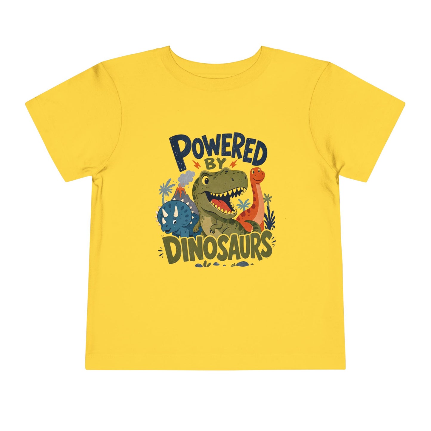 Powered by Dinosaurs Toddler Tee — Cute Dino Graphic Shirt for Kids - Yellow, 2T image