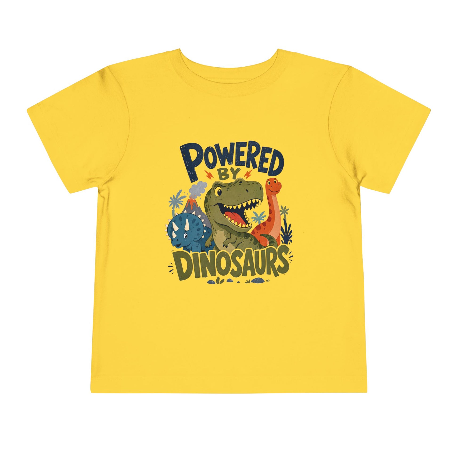 Powered by Dinosaurs Toddler Tee — Cute Dino Graphic Shirt for Kids - Yellow, 2T image