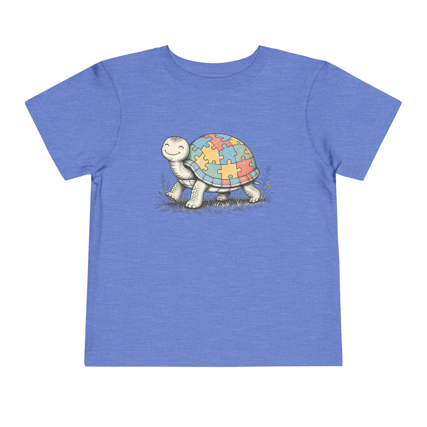 Autism Awareness Turtle Toddler Tee - Heather Columbia Blue, 2T image