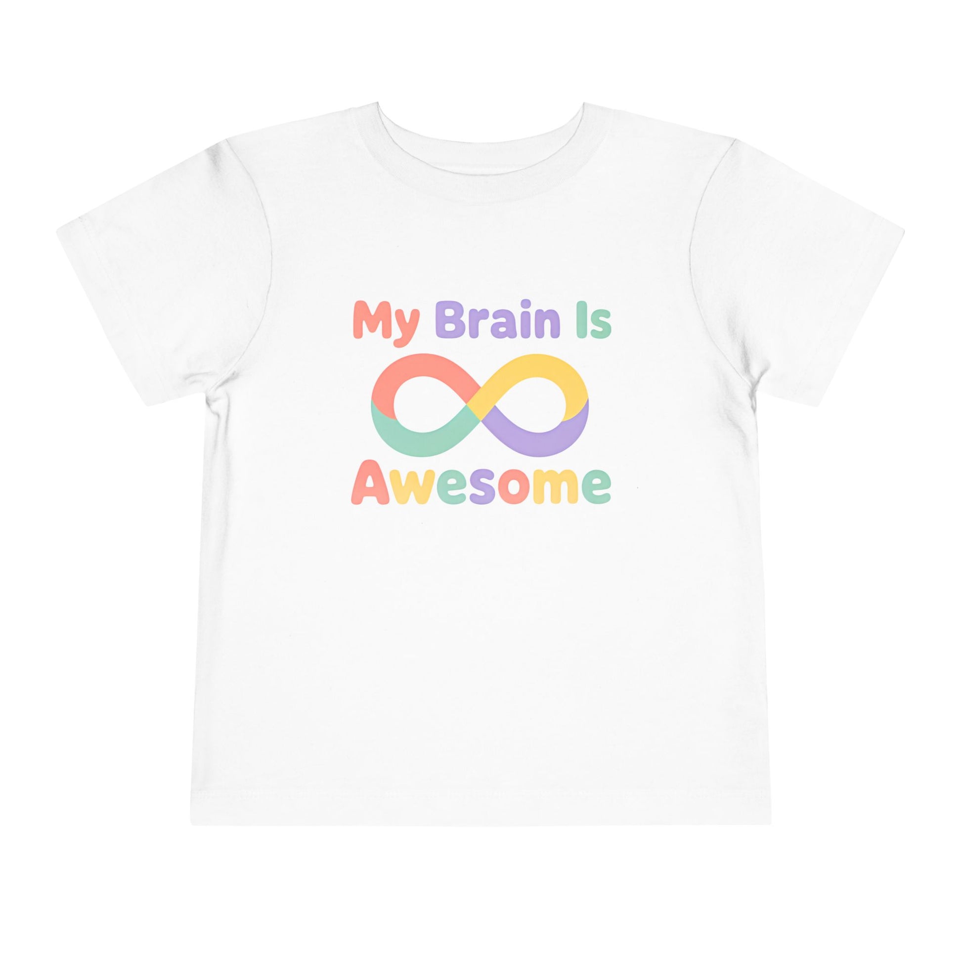 My Brain Is Awesome Toddler Tee — Rainbow Autism Infinity Shirt - White, 5T image