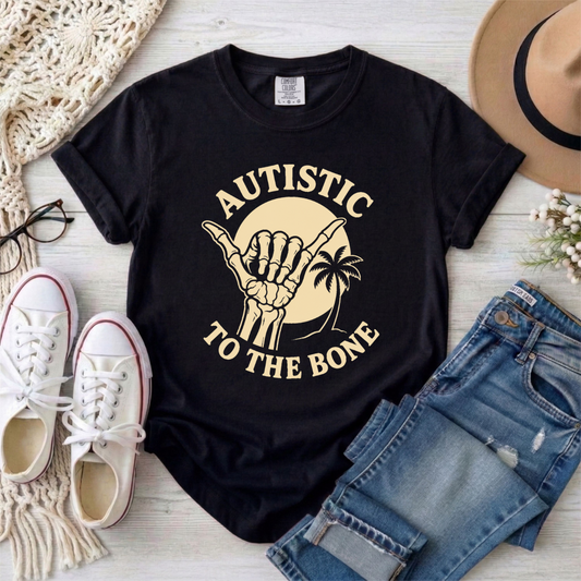 Autistic To The Bone Skeletal Hang Loose Graphic T-Shirt