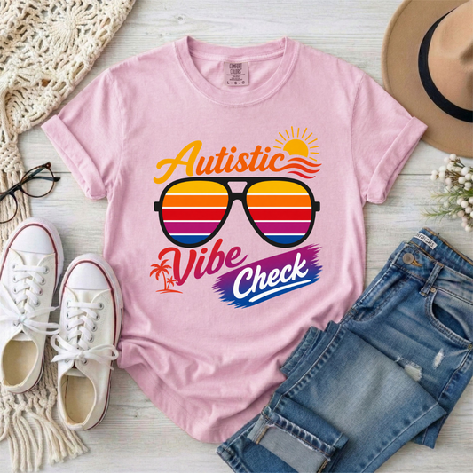 Autistic Vibe Check Retro Neurodivergent Sunglasses T-Shirt