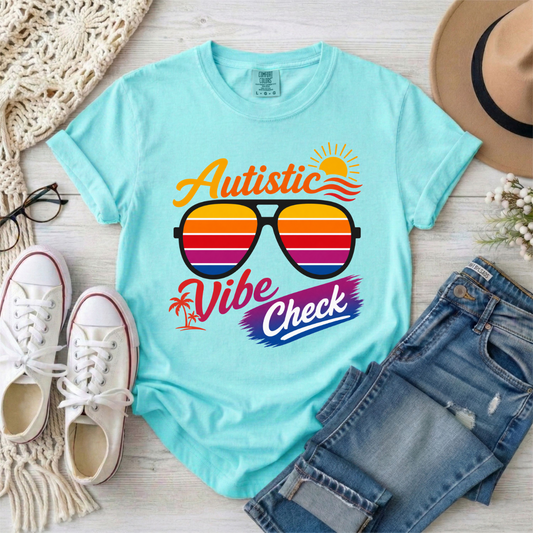 Autistic Vibe Check Retro Neurodivergent Sunglasses T-Shirt