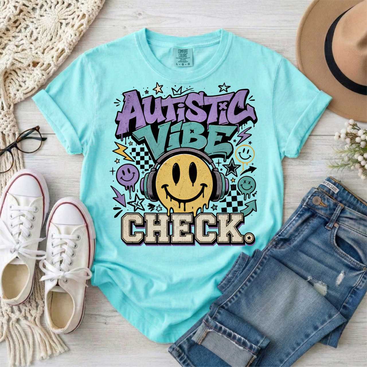 Autistic Vibe Check Graffiti Style T-Shirt