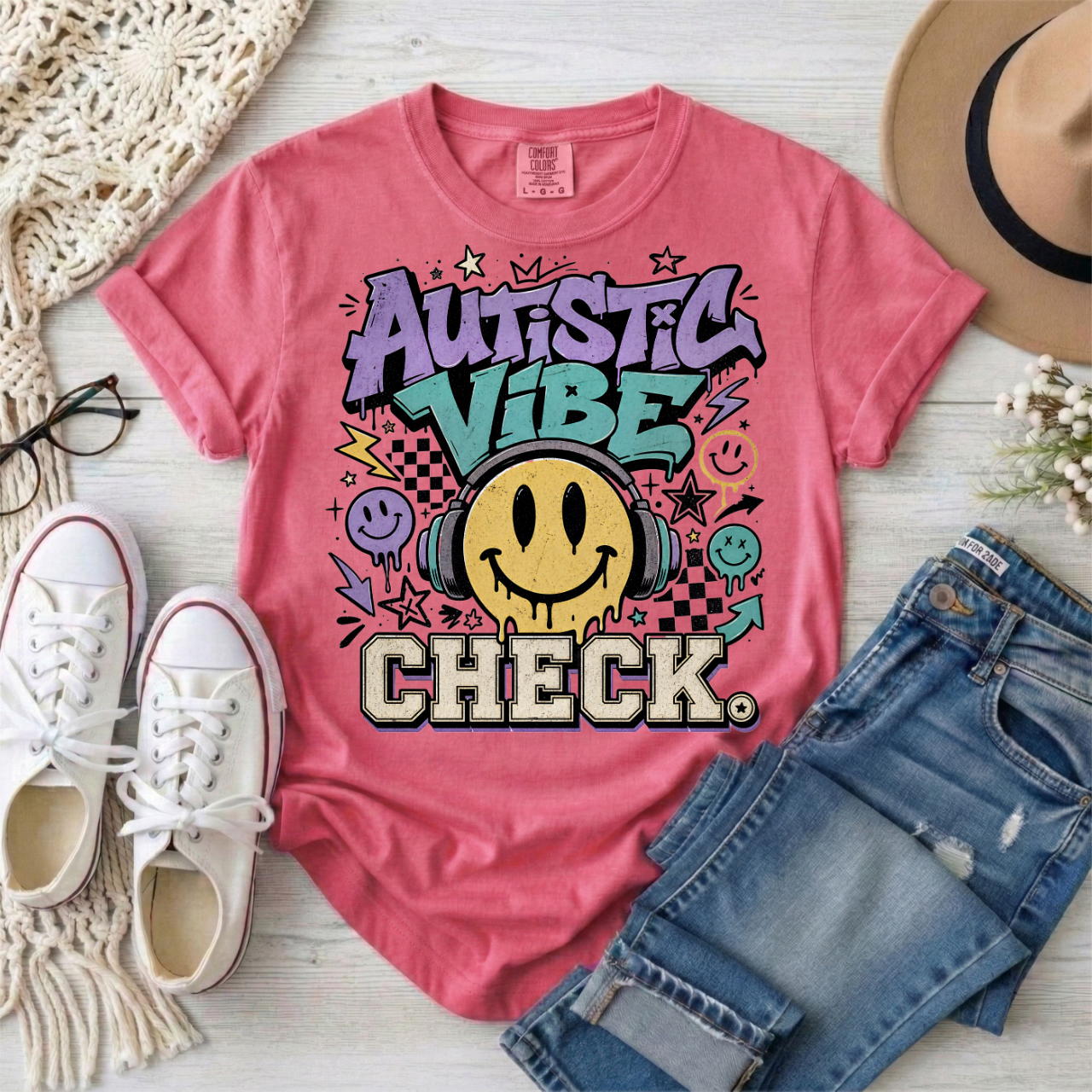 Autistic Vibe Check Graffiti Style T-Shirt