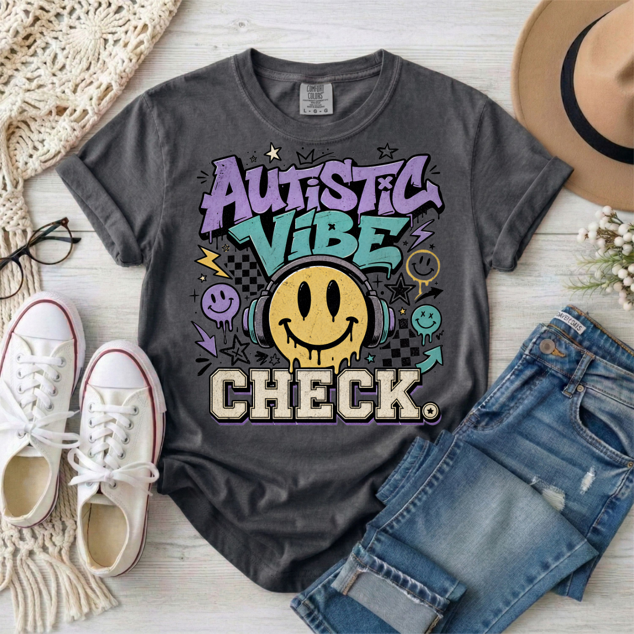 Autistic Vibe Check Graffiti Style T-Shirt