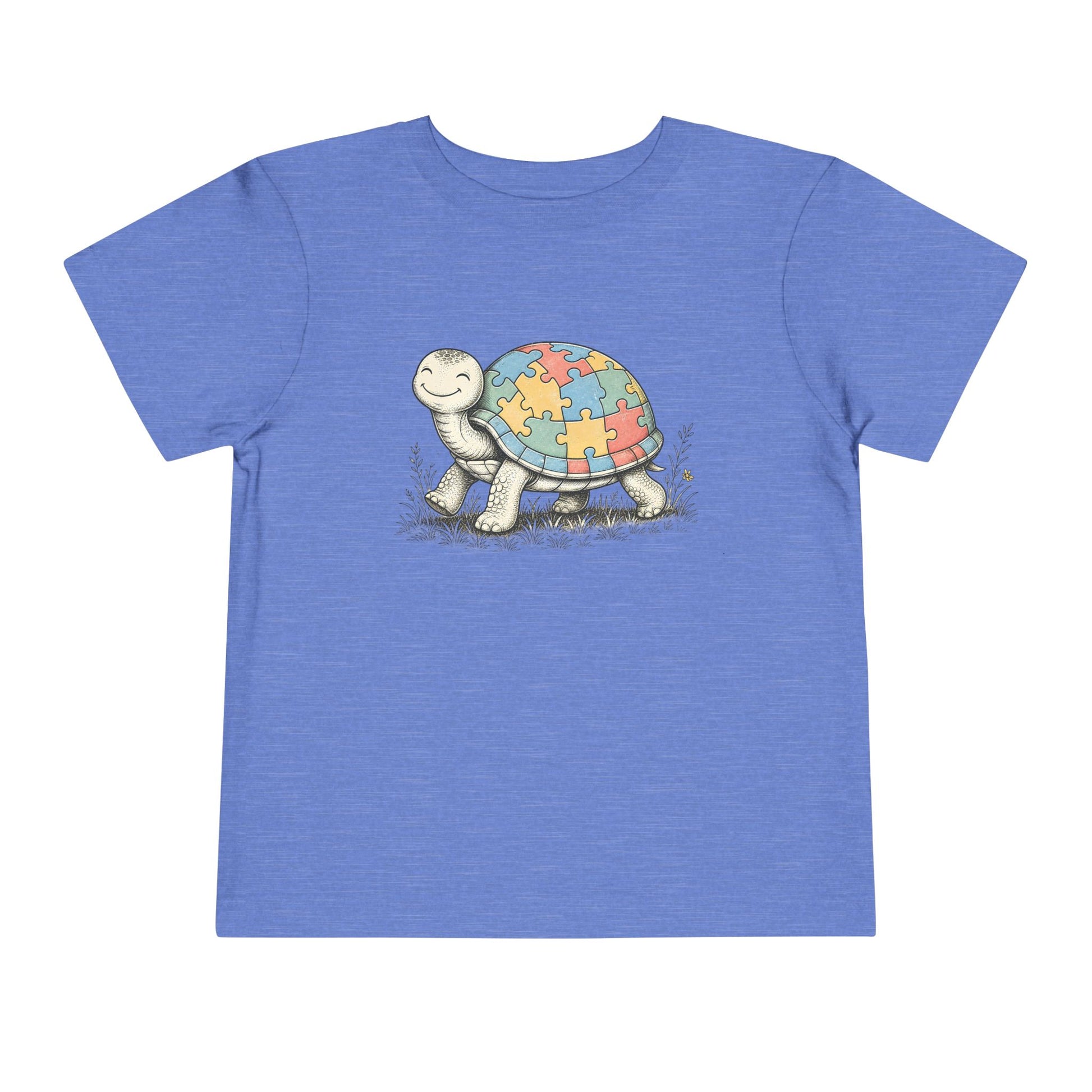 Autism Awareness Turtle Toddler Tee - Heather Columbia Blue, 3T image