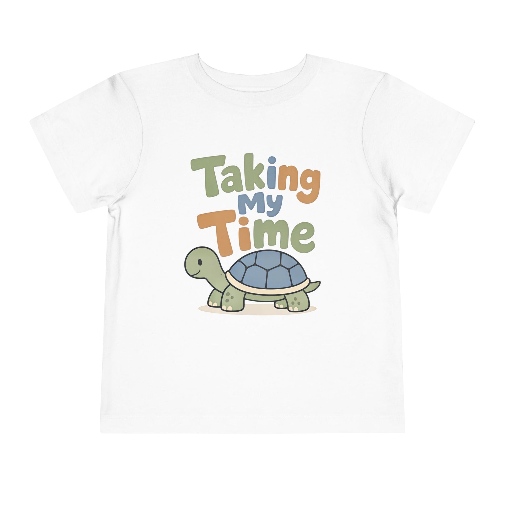 Toddler Tee — "Taking My Time" Turtle Cute Slow and Steady Kids Shirt - White, 2T image