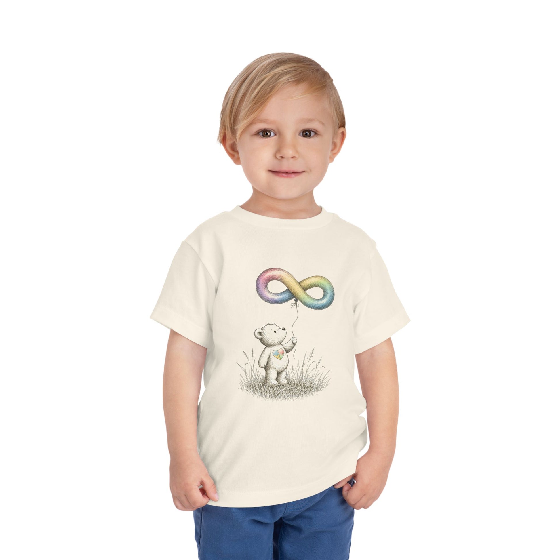 Toddler Tee — Bear Holding Rainbow Infinity Balloon Cute Kids Shirt image 5