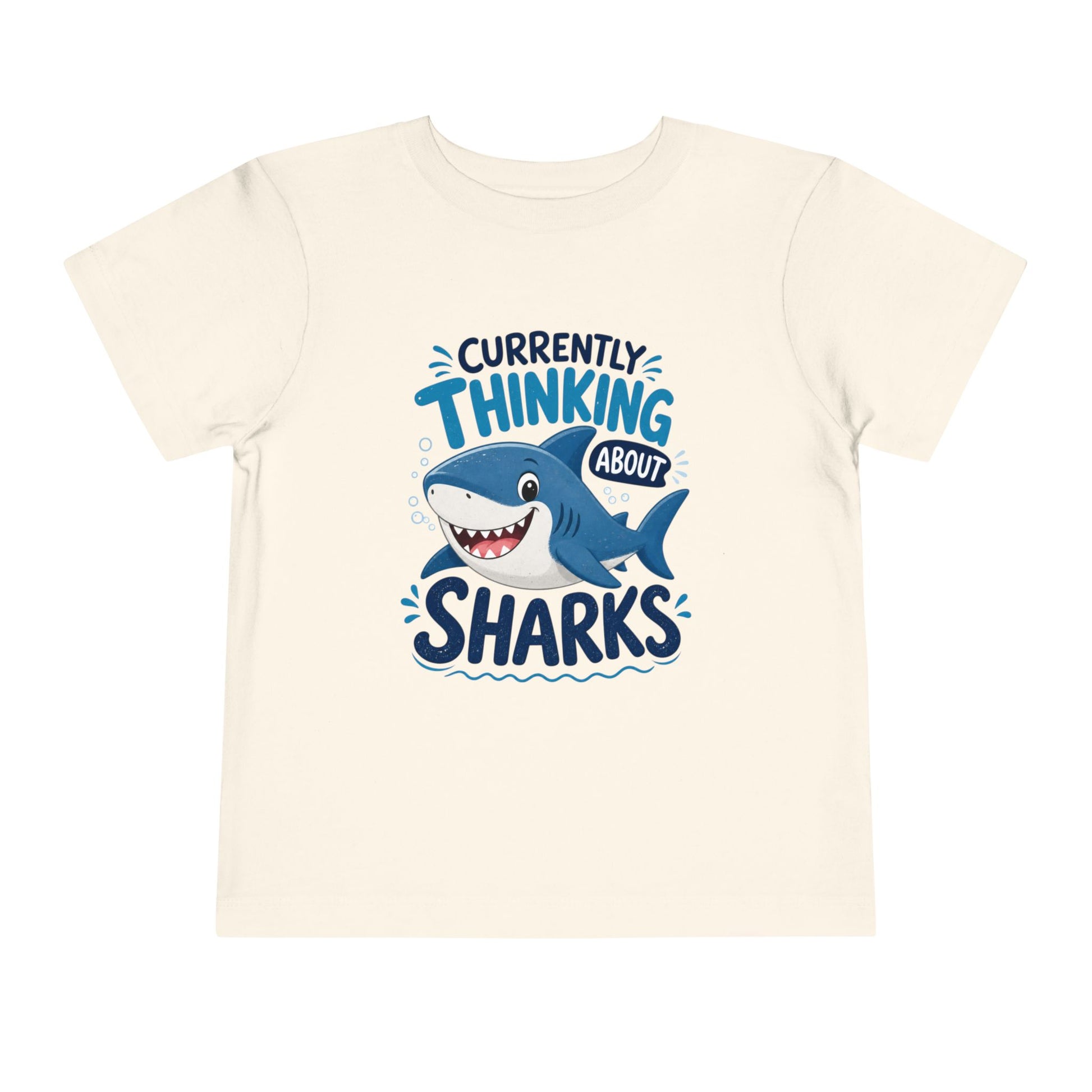Toddler Tee — "Currently Thinking About Sharks" Cute Shark Graphic Shirt - Natural, 5T image
