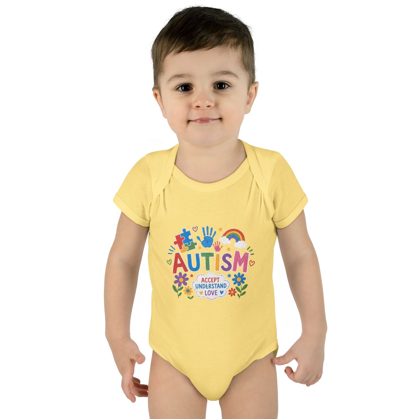 Autism Awareness Infant Bodysuit — 'Accept Understand Love' Colorful Design image 17