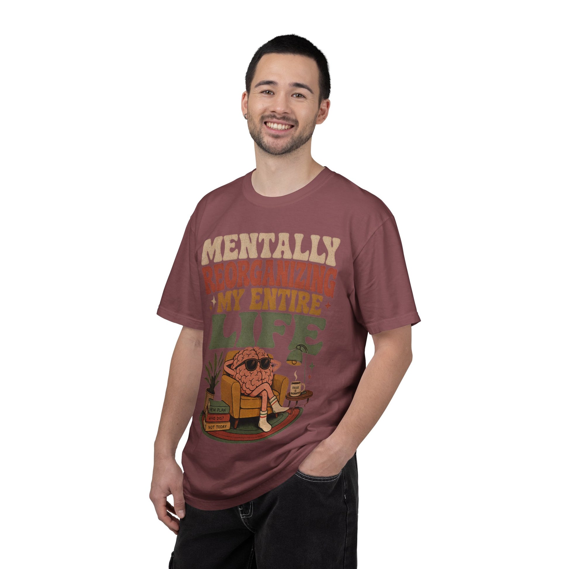 T-Shirt — "Mentally Reorganizing My Entire Life" Retro Graphic Tee image 10