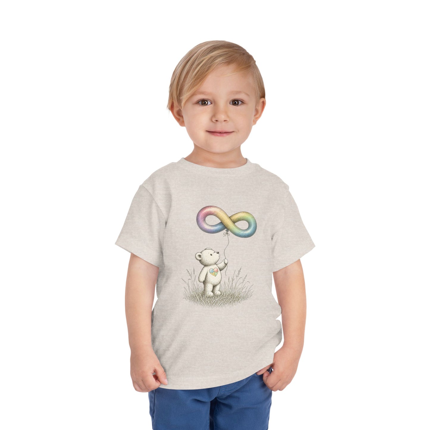 Toddler Tee — Bear Holding Rainbow Infinity Balloon Cute Kids Shirt image 7