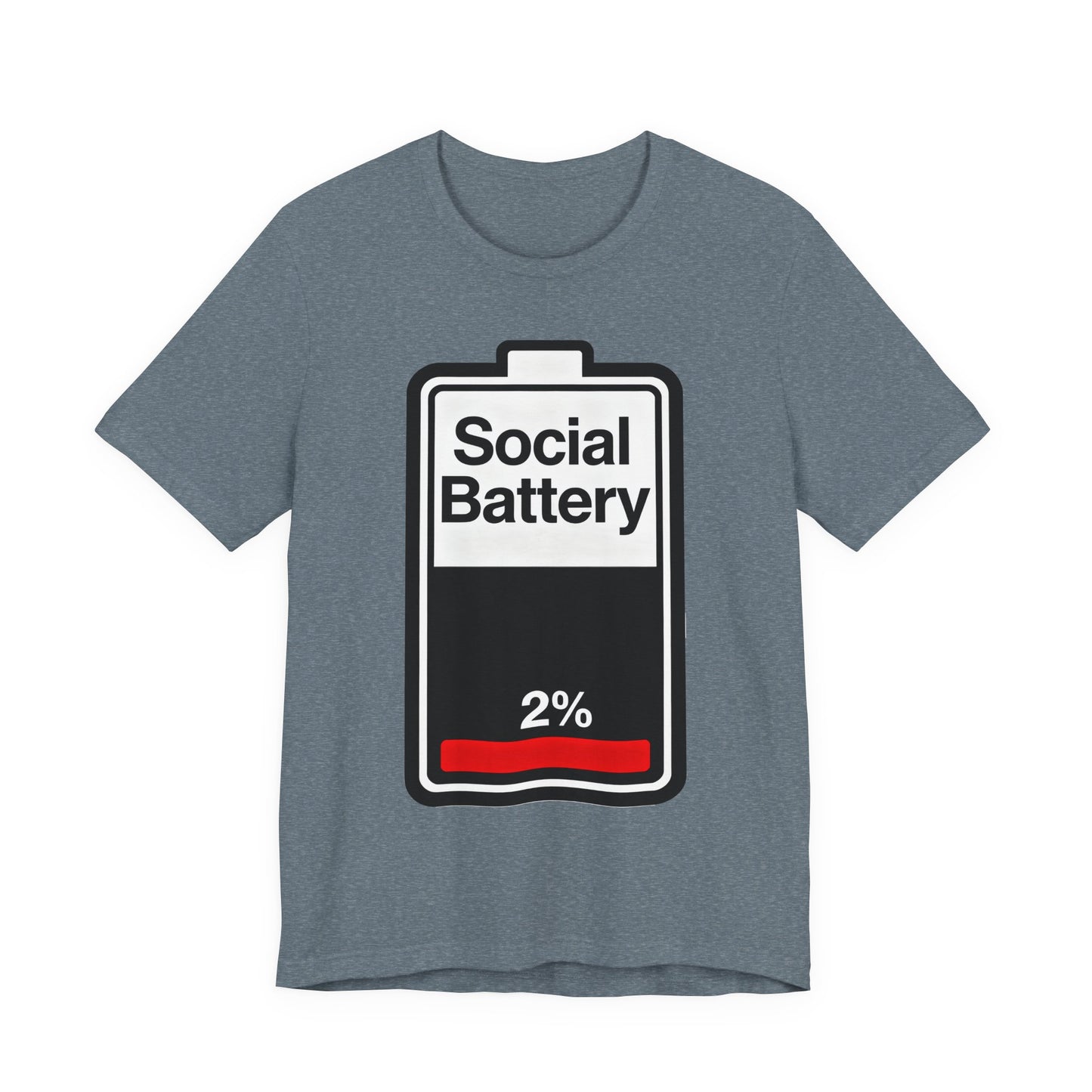 Social Battery 2% T-Shirt — Funny Introvert Low Energy Tee image