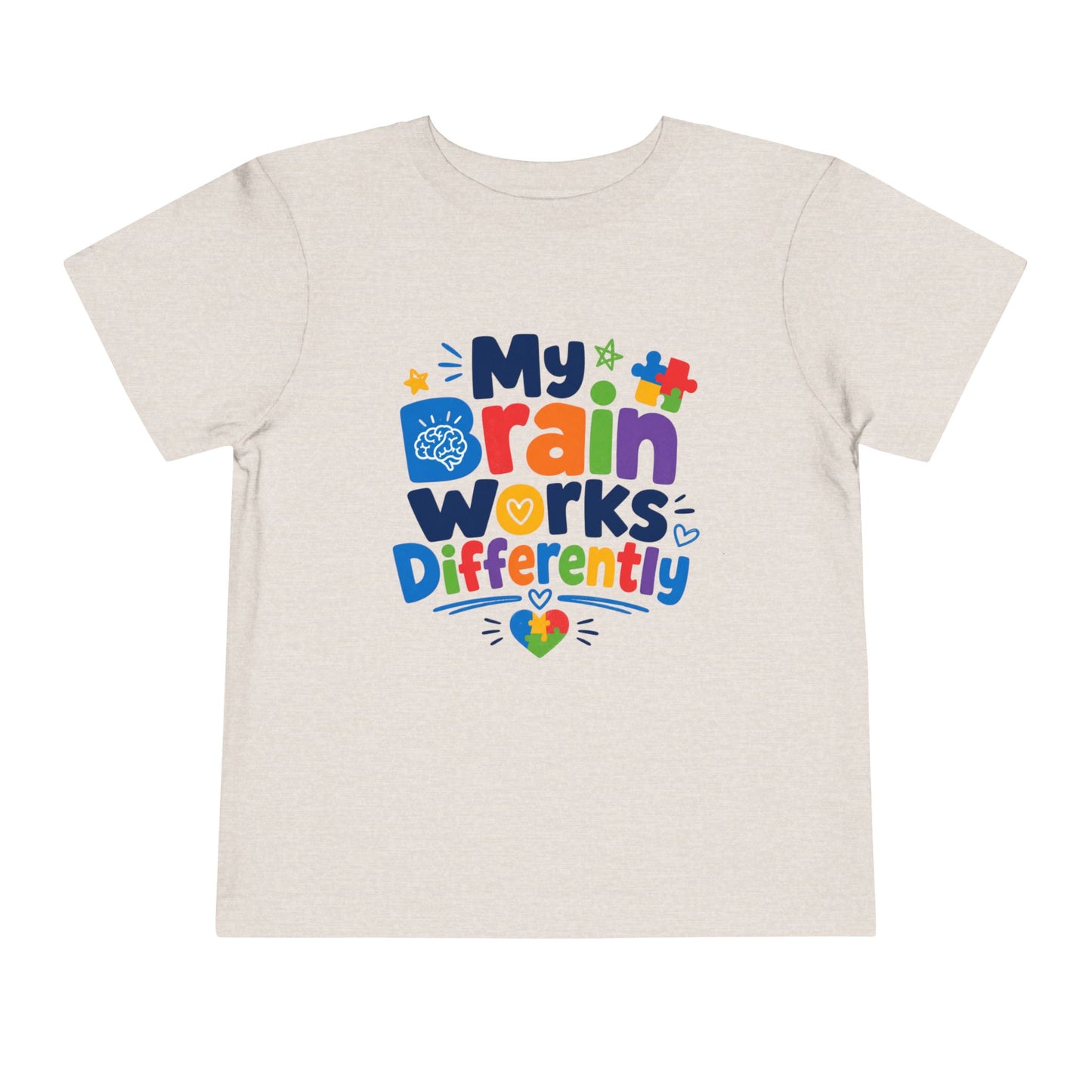 Toddler Tee — "My Brain Works Differently" Autism Awareness Kids Shirt - Heather Dust, 3T image