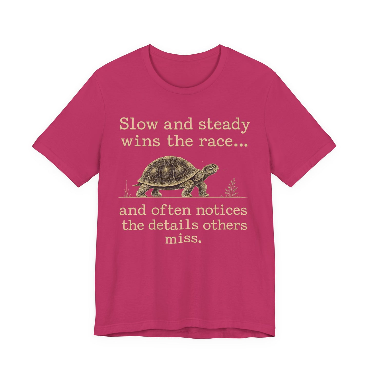 Slow and Steady Wins the Race T-Shirt — Detail-Oriented Turtle Graphic Tee image