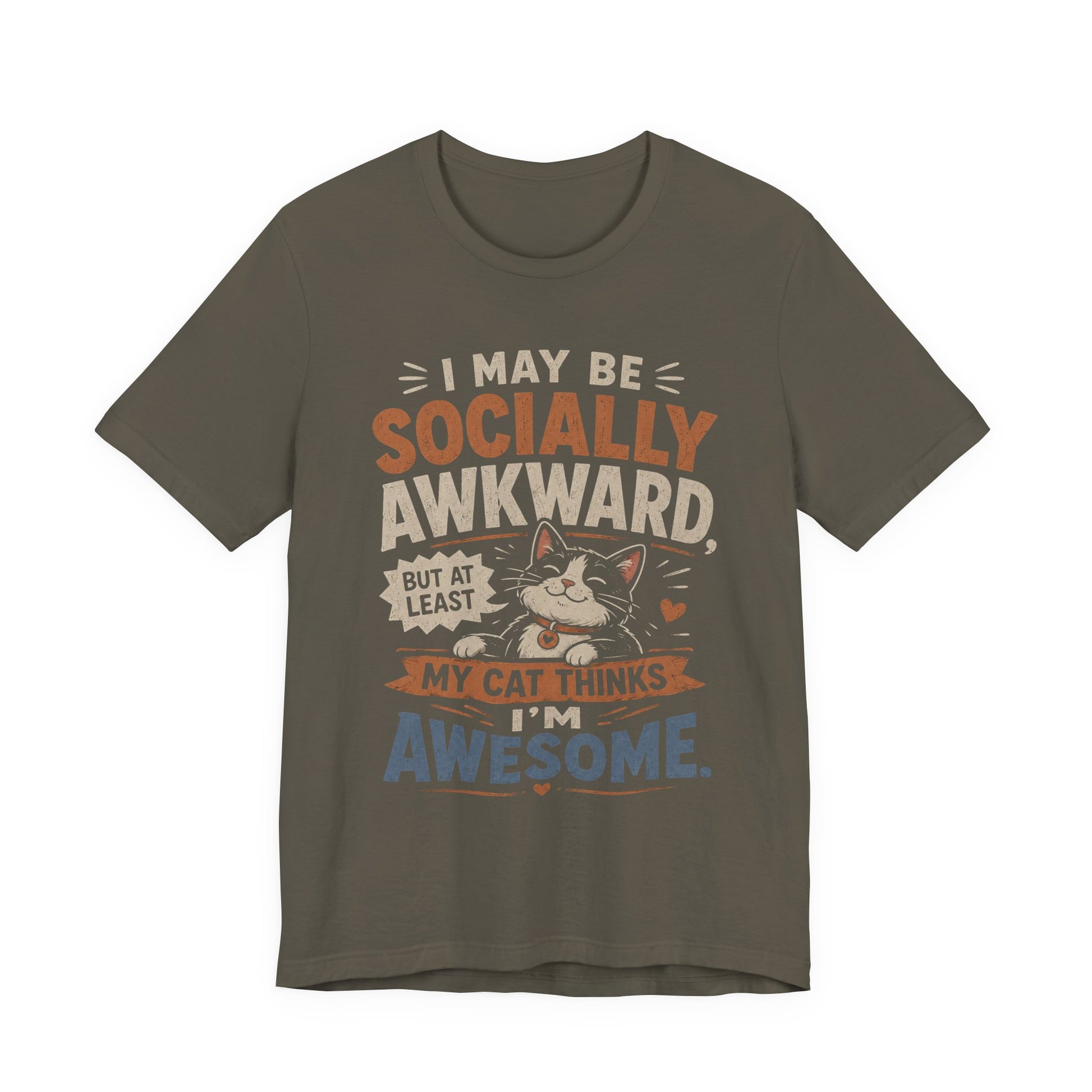 Socially Awkward Cat T-Shirt — Funny Introvert &amp; Cat Lover Tee image