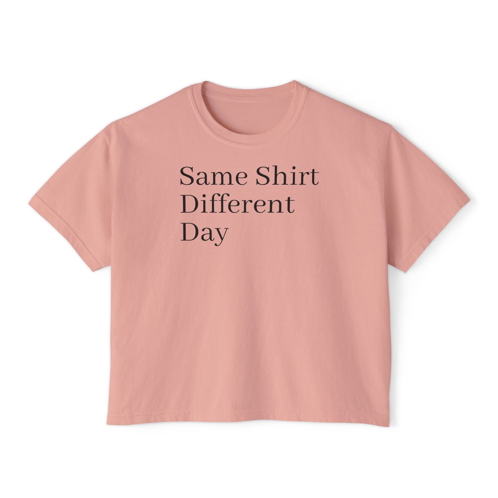 Same Shirt Different Day Boxy Tee — Womens Casual Graphic Tee image