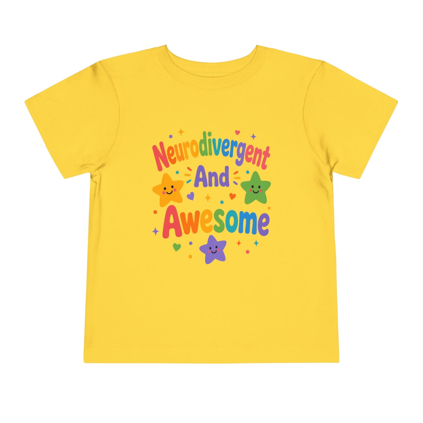 Neurodivergent and Awesome Toddler Tee — Colorful Pride Kids Shirt - Yellow, 2T image