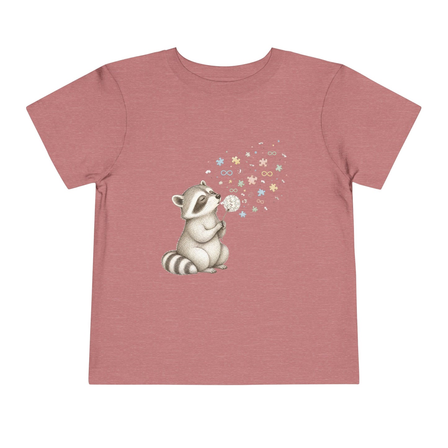 Toddler Tee — Cute Raccoon Blowing Bubbles Graphic Shirt for Kids - Heather Mauve, 2T image