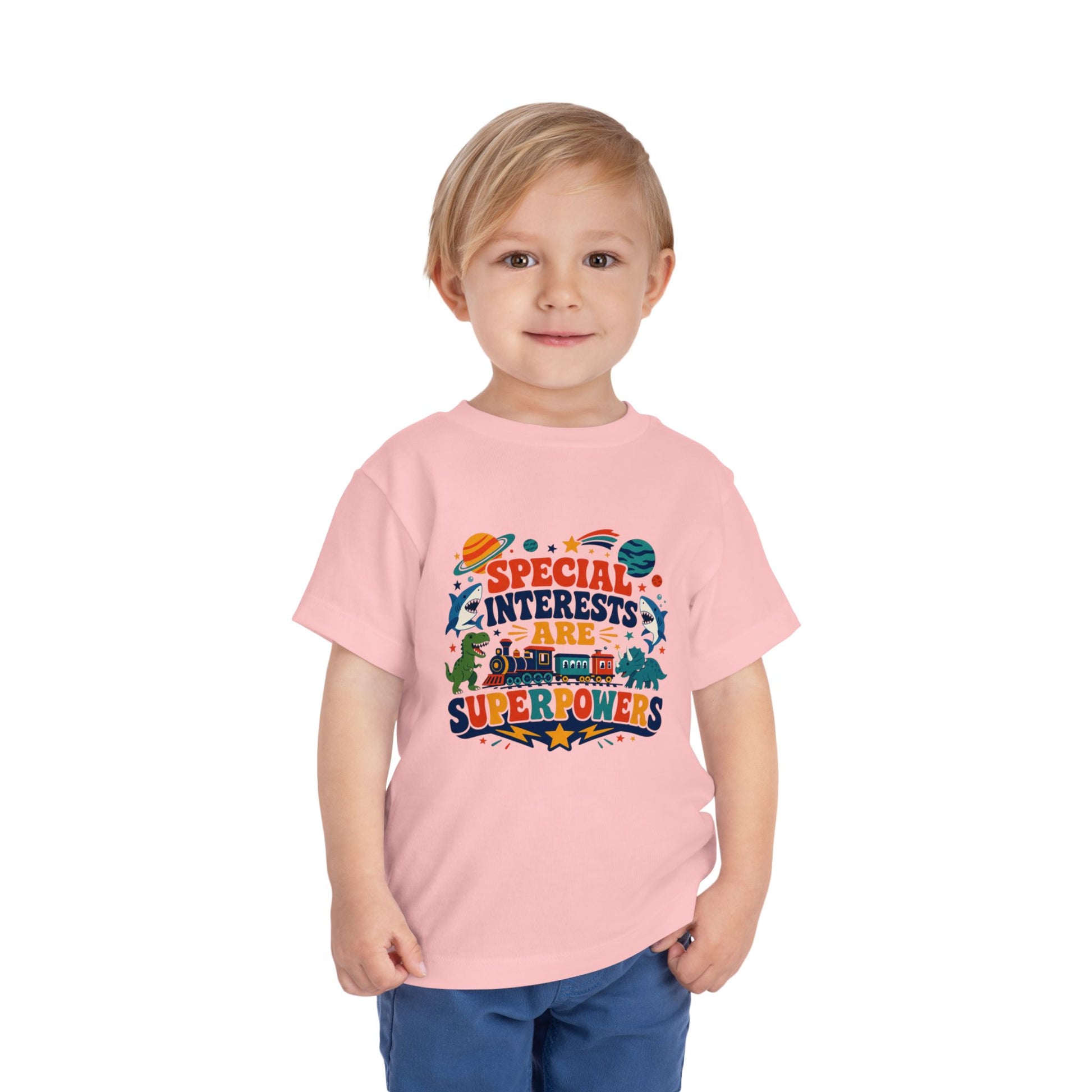 Toddler Tee — “Special Interests Are Superpowers” Colorful Space &amp; Dino Graphic image 19
