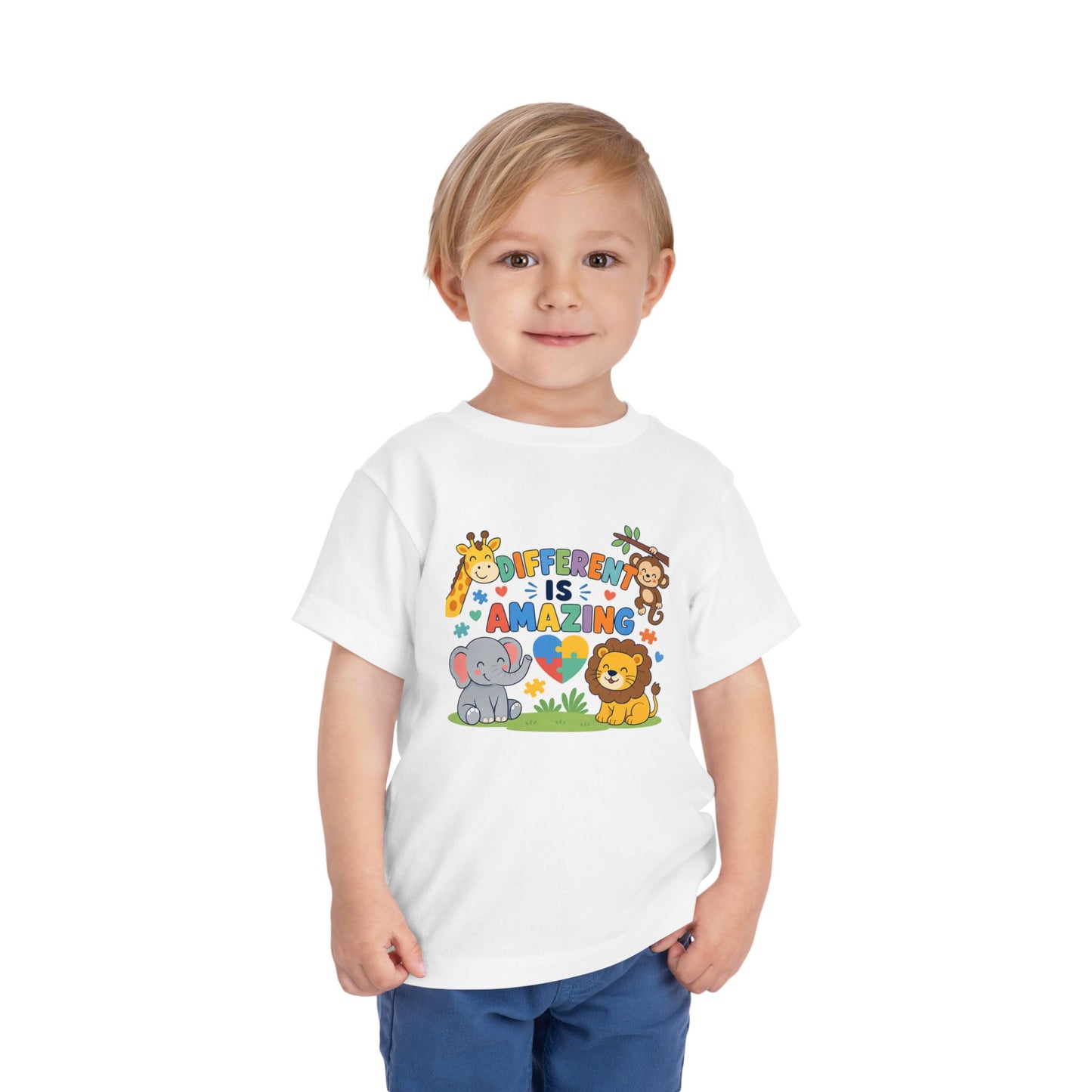 Toddler Tee — "Different Is Amazing" Jungle Animals Graphic image 4