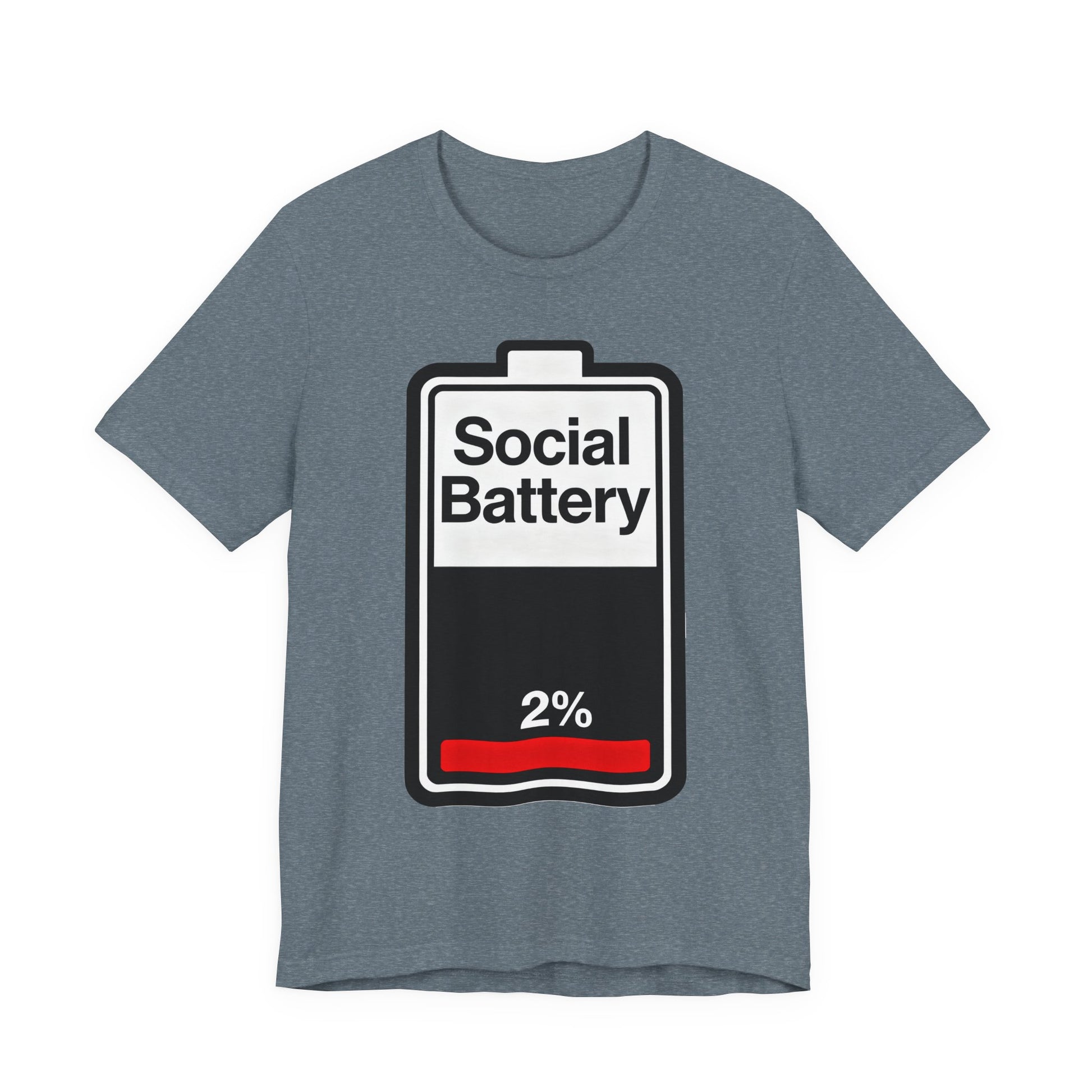 Social Battery 2% T-Shirt — Funny Introvert Low Energy Tee image