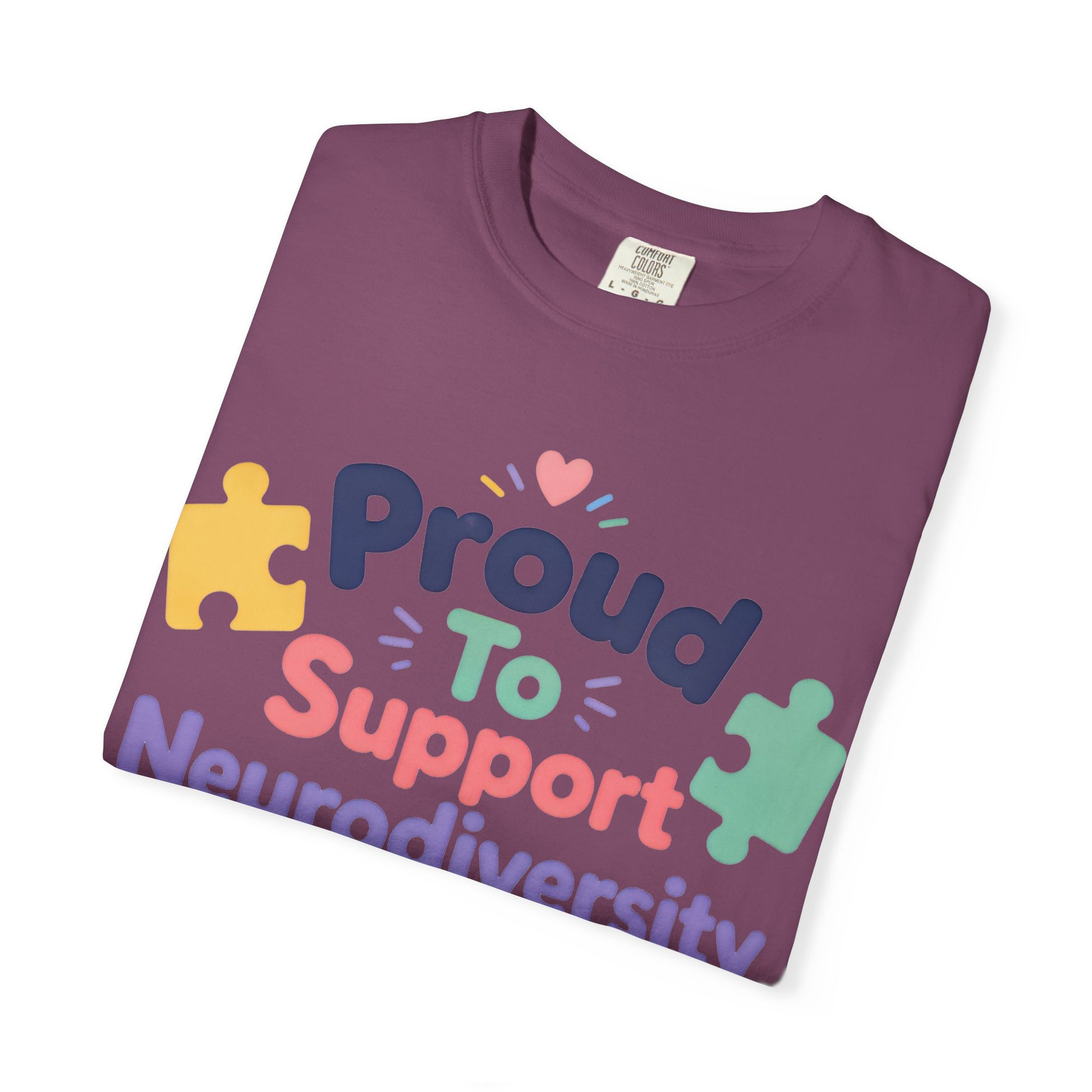 Proud to Support Neurodiversity T-Shirt — Colorful Puzzle Piece Awareness Tee image 11