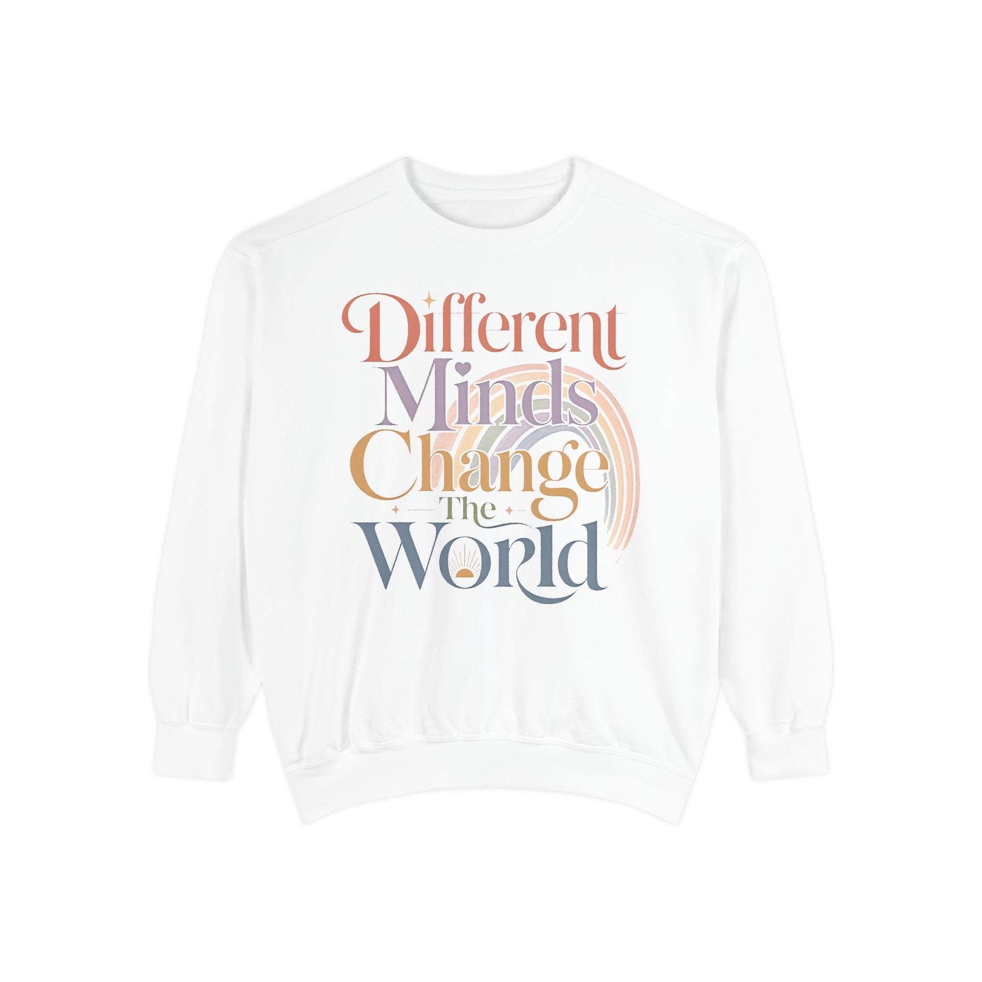 Different Minds Change the World Sweatshirt — Inspirational Graphic Sweatshirt - White, 3XL image