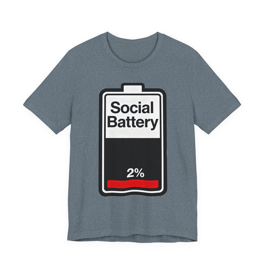Social Battery 2% T-Shirt — Funny Introvert Low Energy Tee image 0