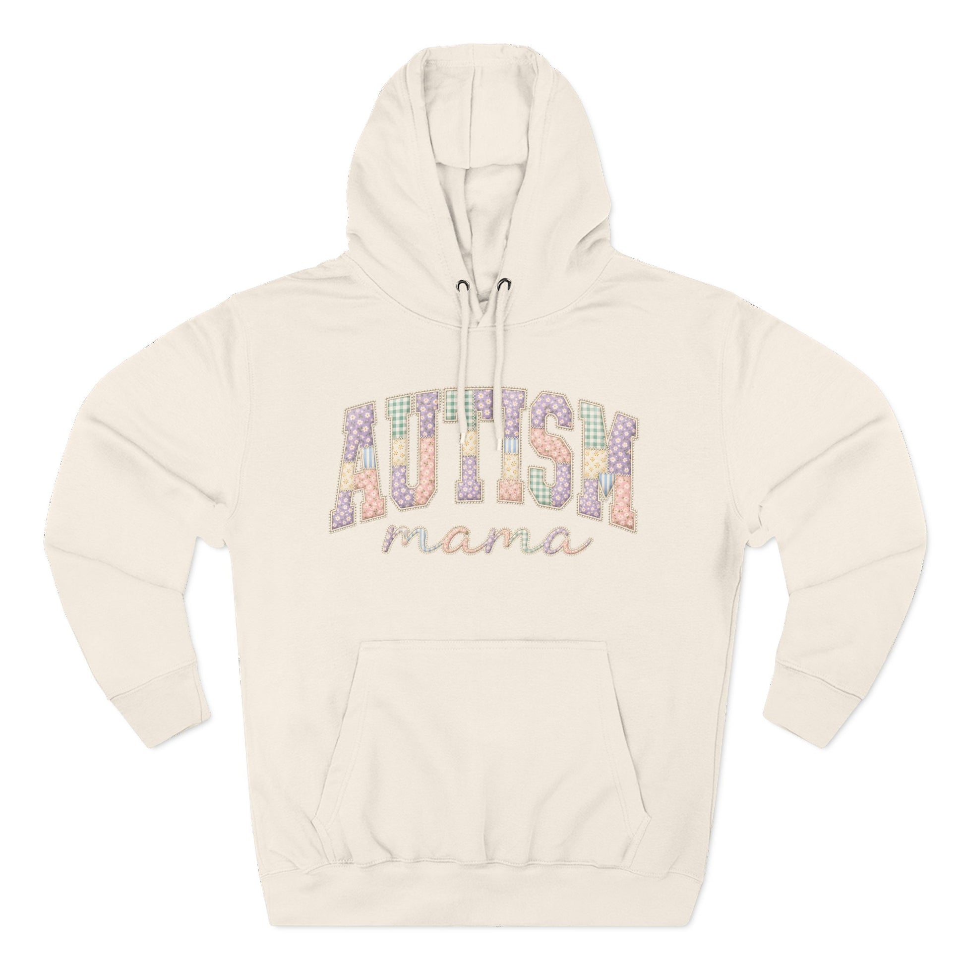 Autism Mama Hoodie — Pastel Patchwork-Pattern Support Sweatshirt - XL, Sandshell image