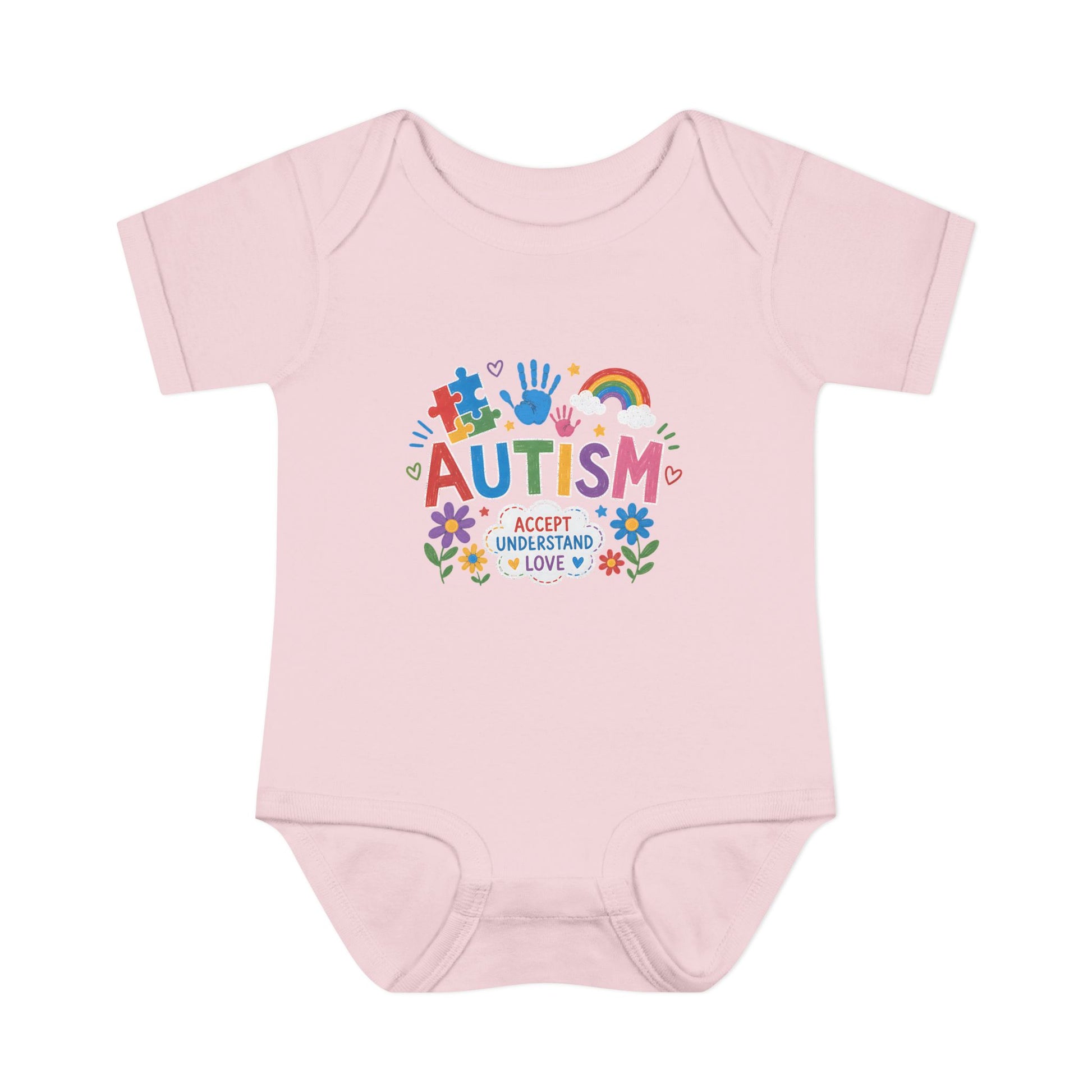 Autism Awareness Infant Bodysuit — 'Accept Understand Love' Colorful Design - NB (0-3M), Ballerina image