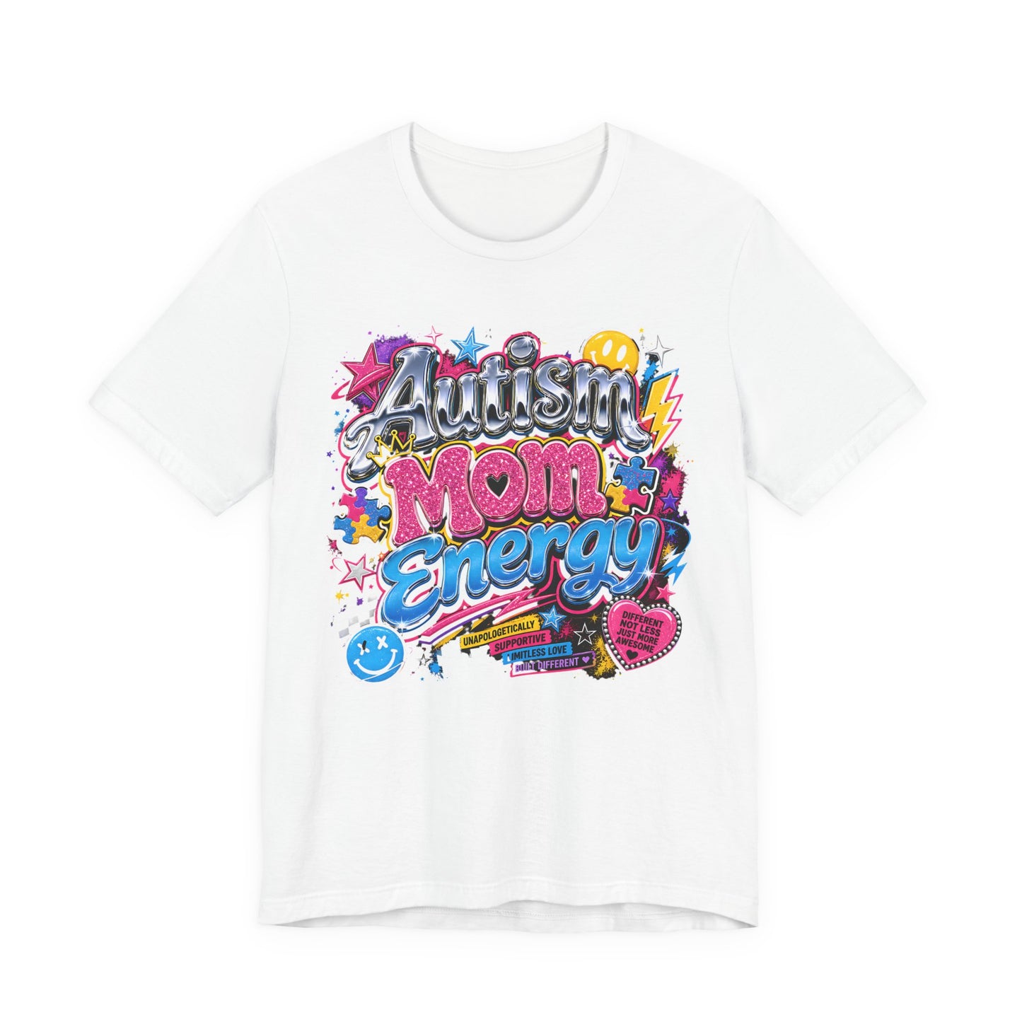 Autism Mom Energy T-Shirt — Colorful Supportive Graphic Tee for Autism Awareness image