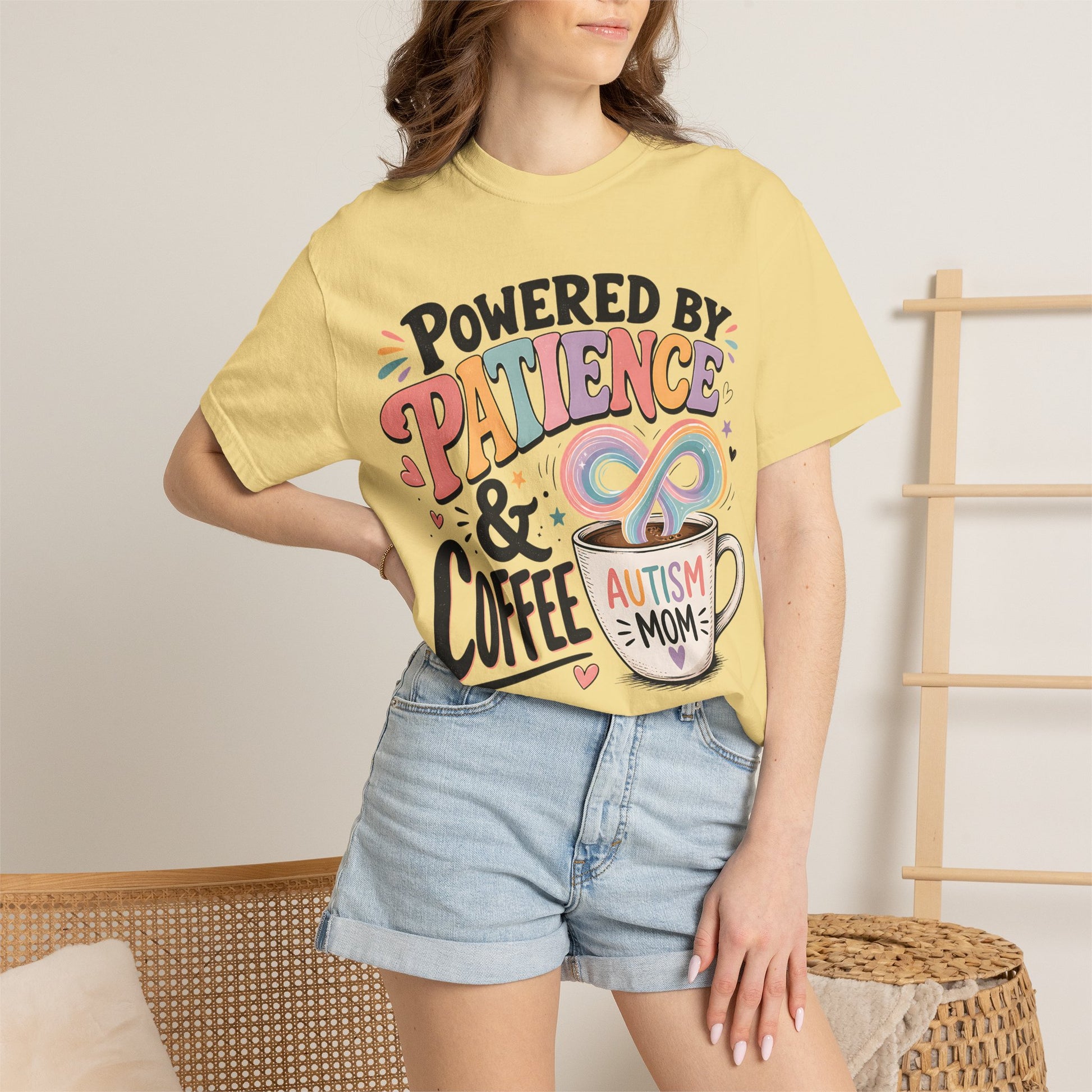 Autism Mom T-Shirt — "Powered by Patience &amp; Coffee" Graphic Tee image 19
