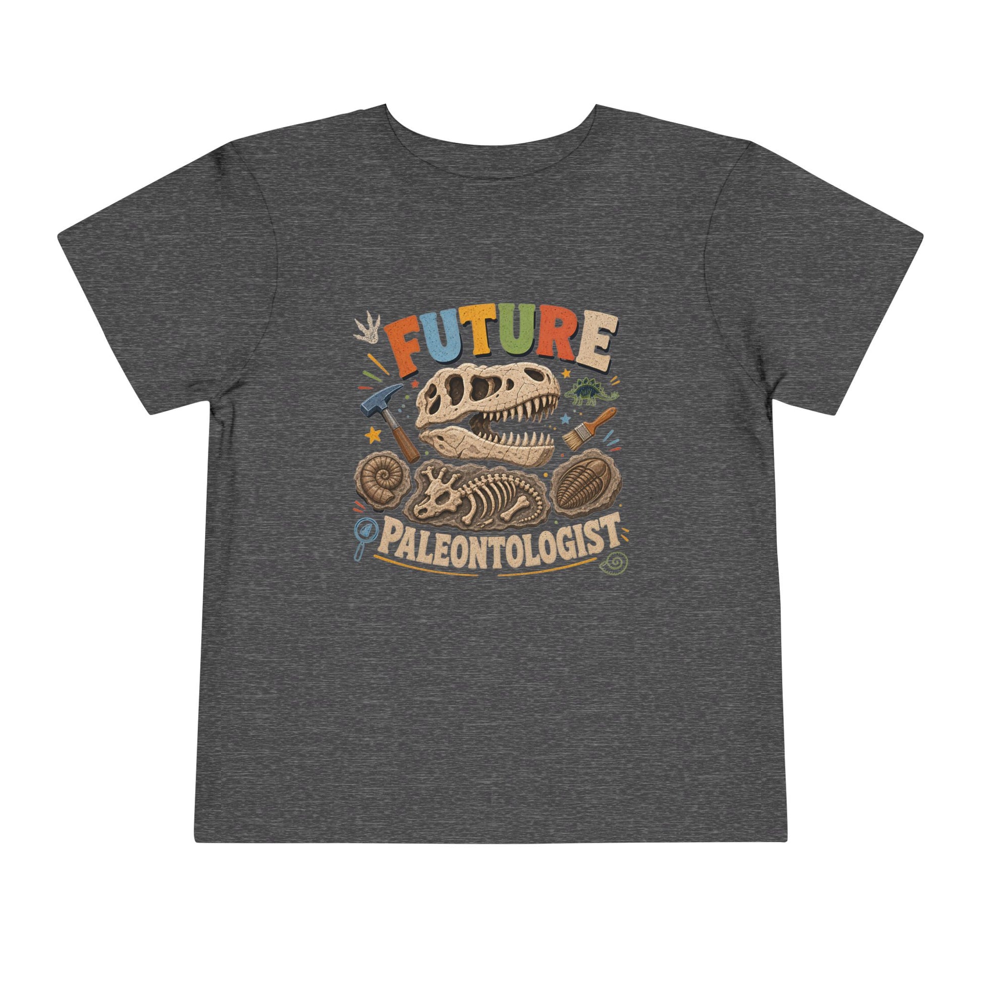 Future Paleontologist Toddler Tee — Dinosaur Fossil Graphic Shirt - Dark Heather Grey, 2T image