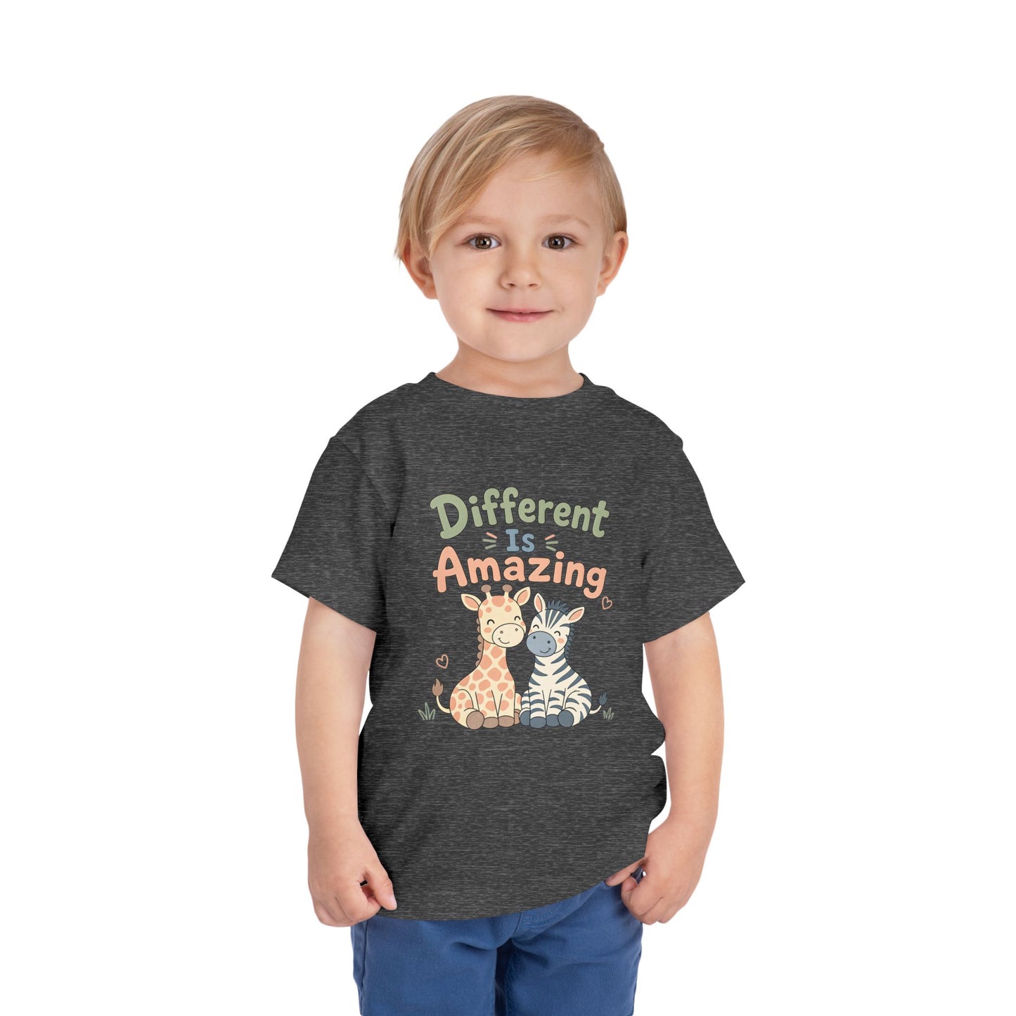 Toddler Tee — "Different Is Amazing" Giraffe &amp; Zebra Diversity Kids Shirt image 34