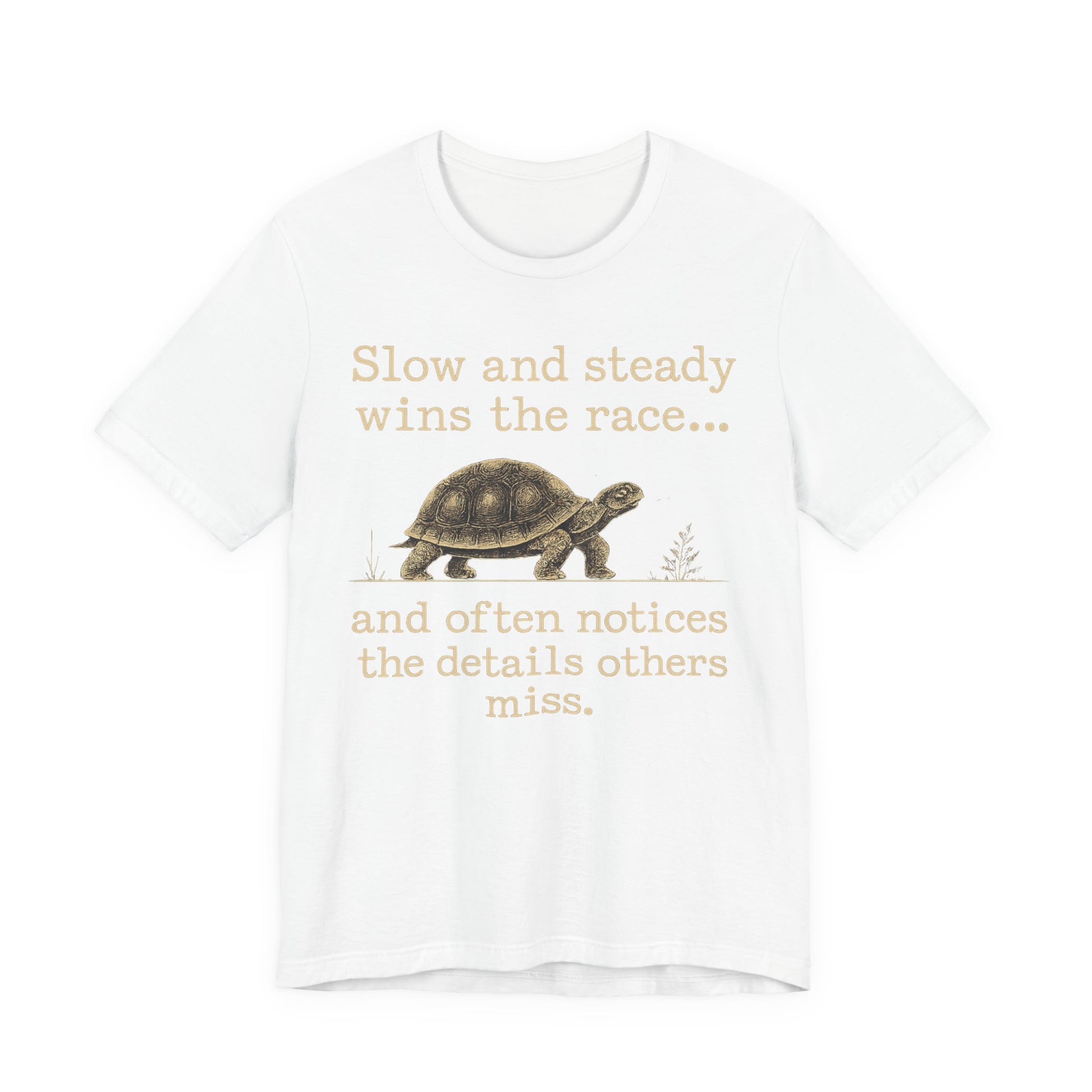 Slow and Steady Wins the Race T-Shirt — Detail-Oriented Turtle Graphic Tee image