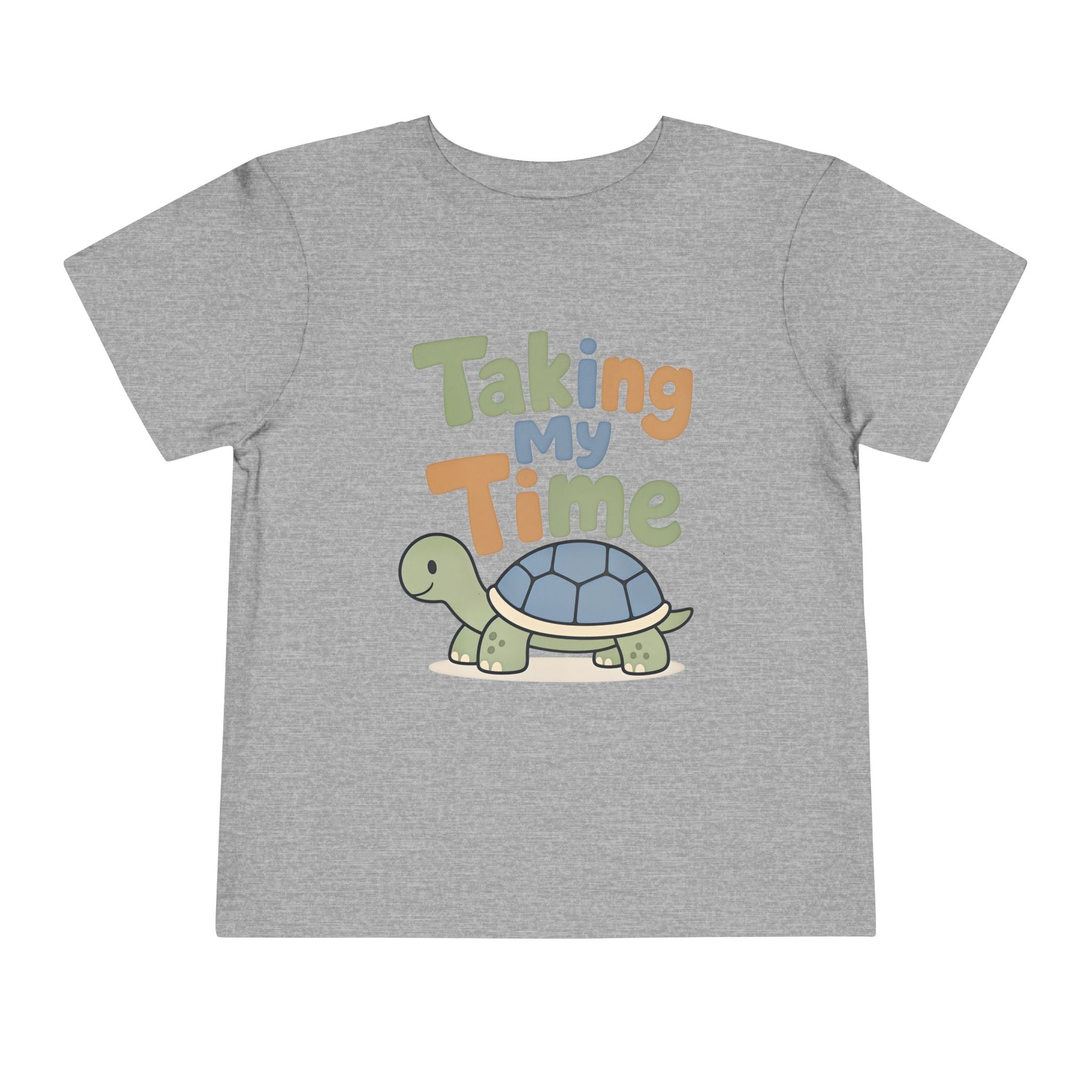 Toddler Tee — "Taking My Time" Turtle Cute Slow and Steady Kids Shirt - Athletic Heather, 4T image